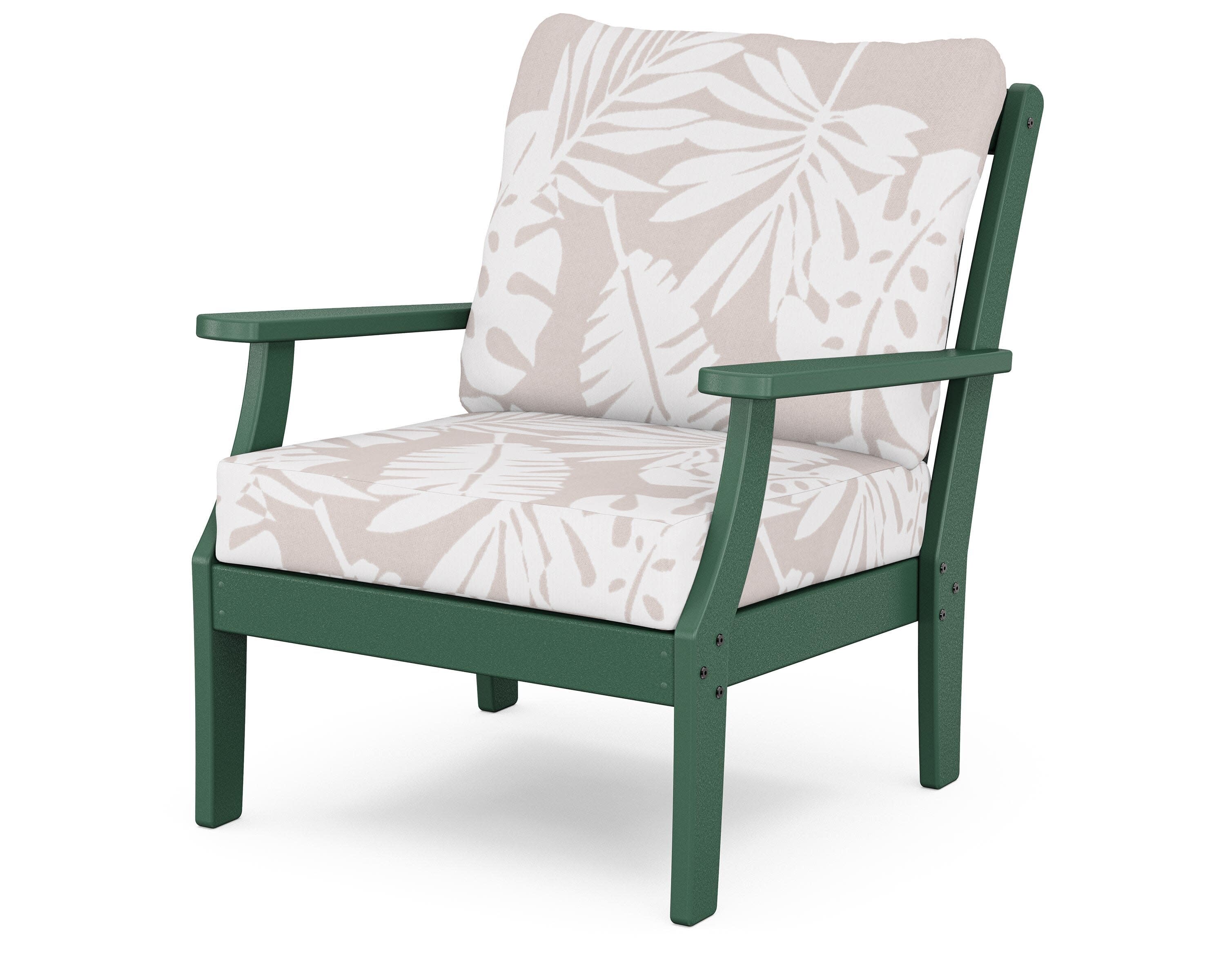 Yacht Club Deep Seating Chair in Rainforest Canopy / Leaf Dune Burlap