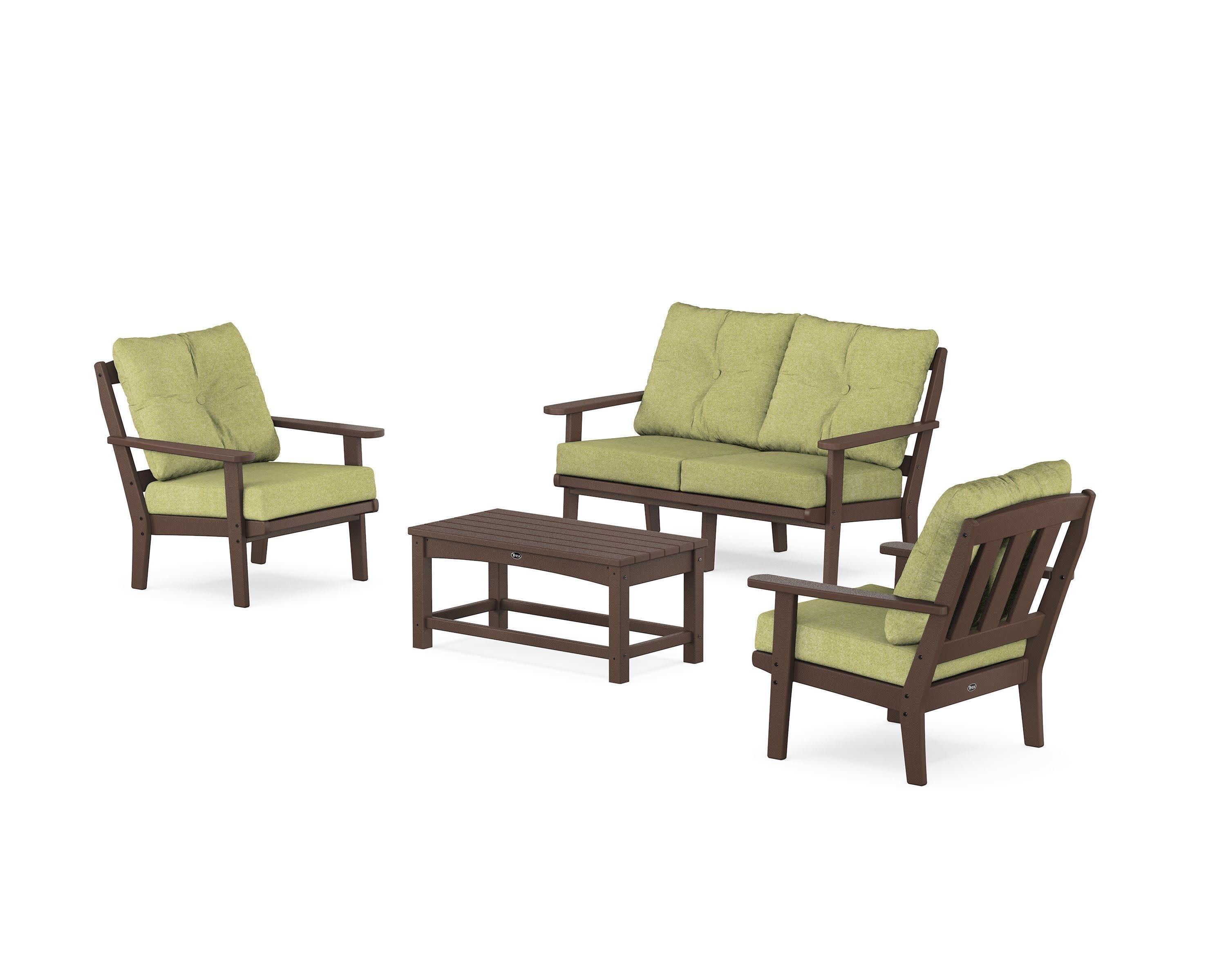 Cape Cod 4-Piece Deep Seating Set with Loveseat in Vintage Lantern / Chartreuse Boucle