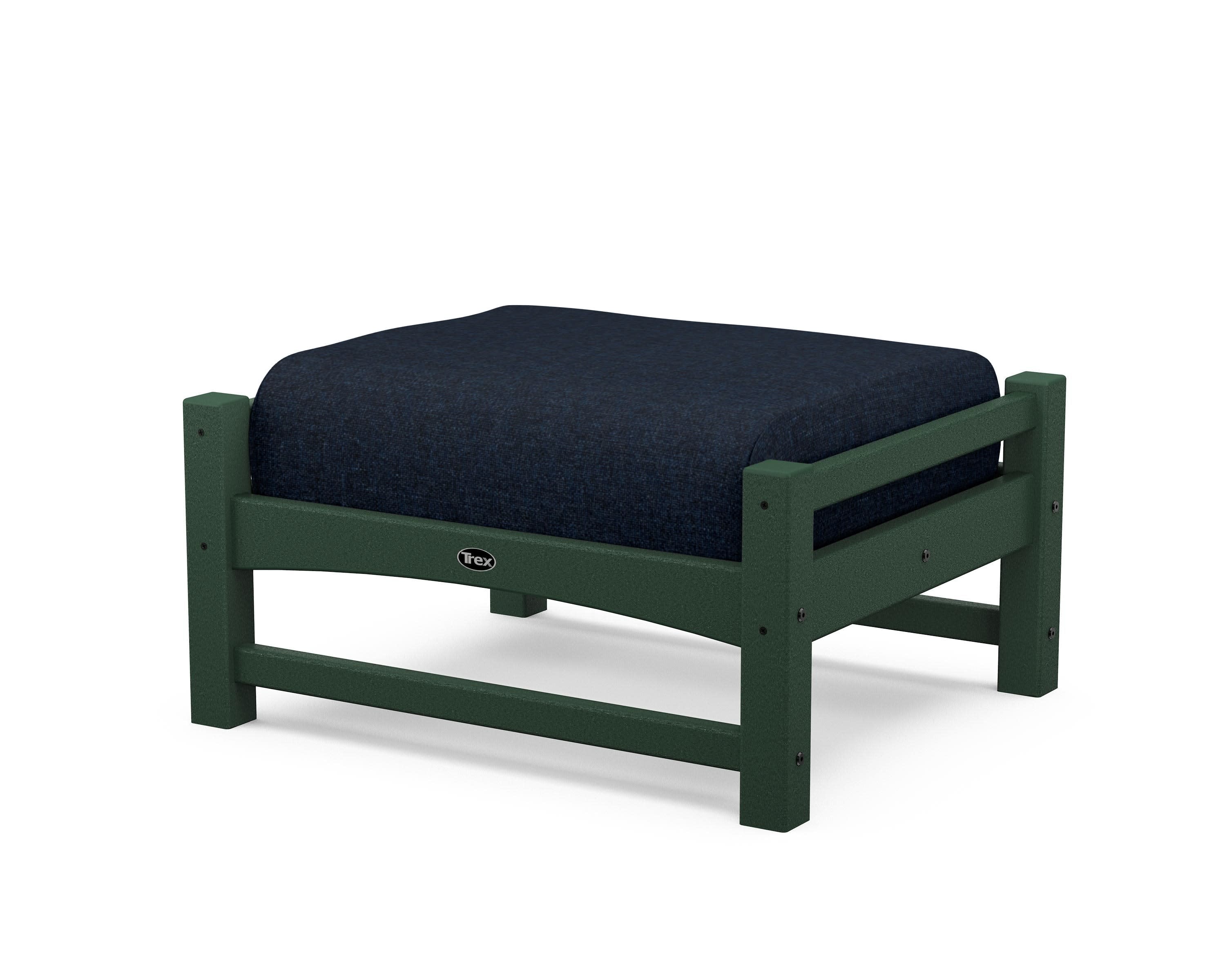 Rockport Club Ottoman in Rainforest Canopy / Marine Indigo