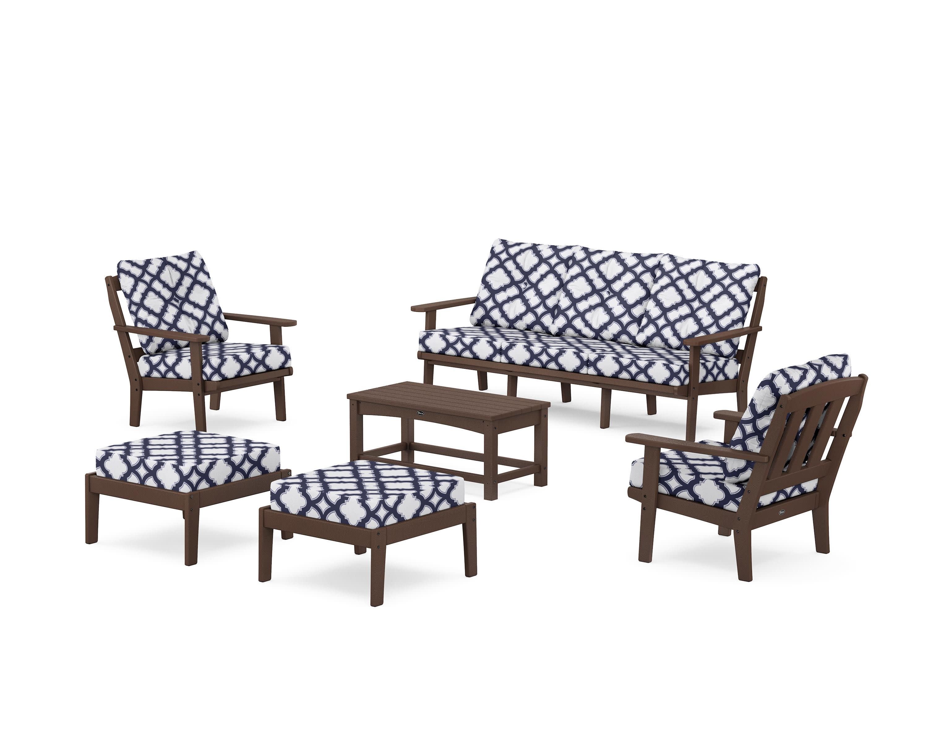 Cape Cod 6-Piece Lounge Sofa Set in Vintage Lantern / Trellis Navy