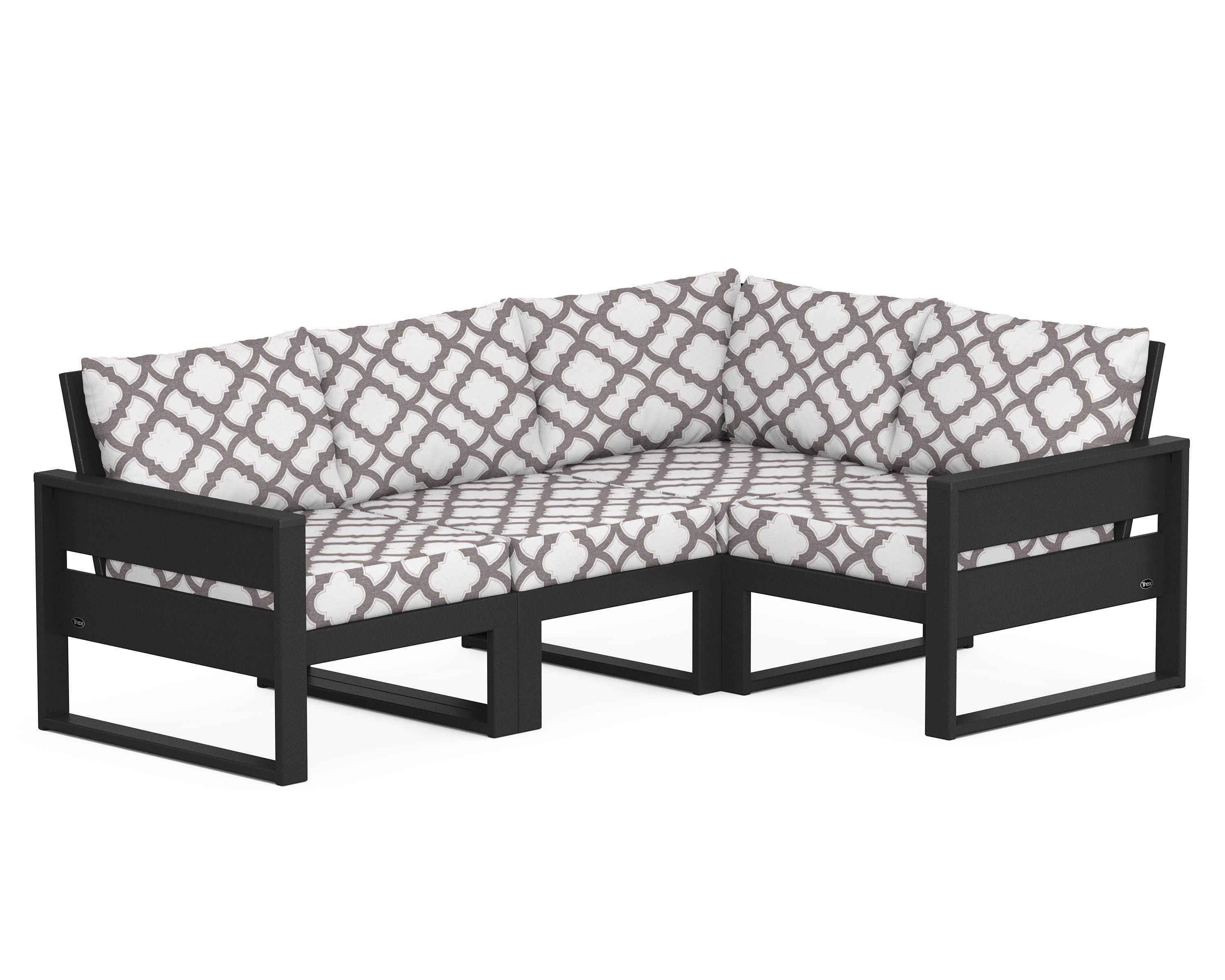 Eastport 4- Piece Sectional in Charcoal Black / Trellis Grey Mist