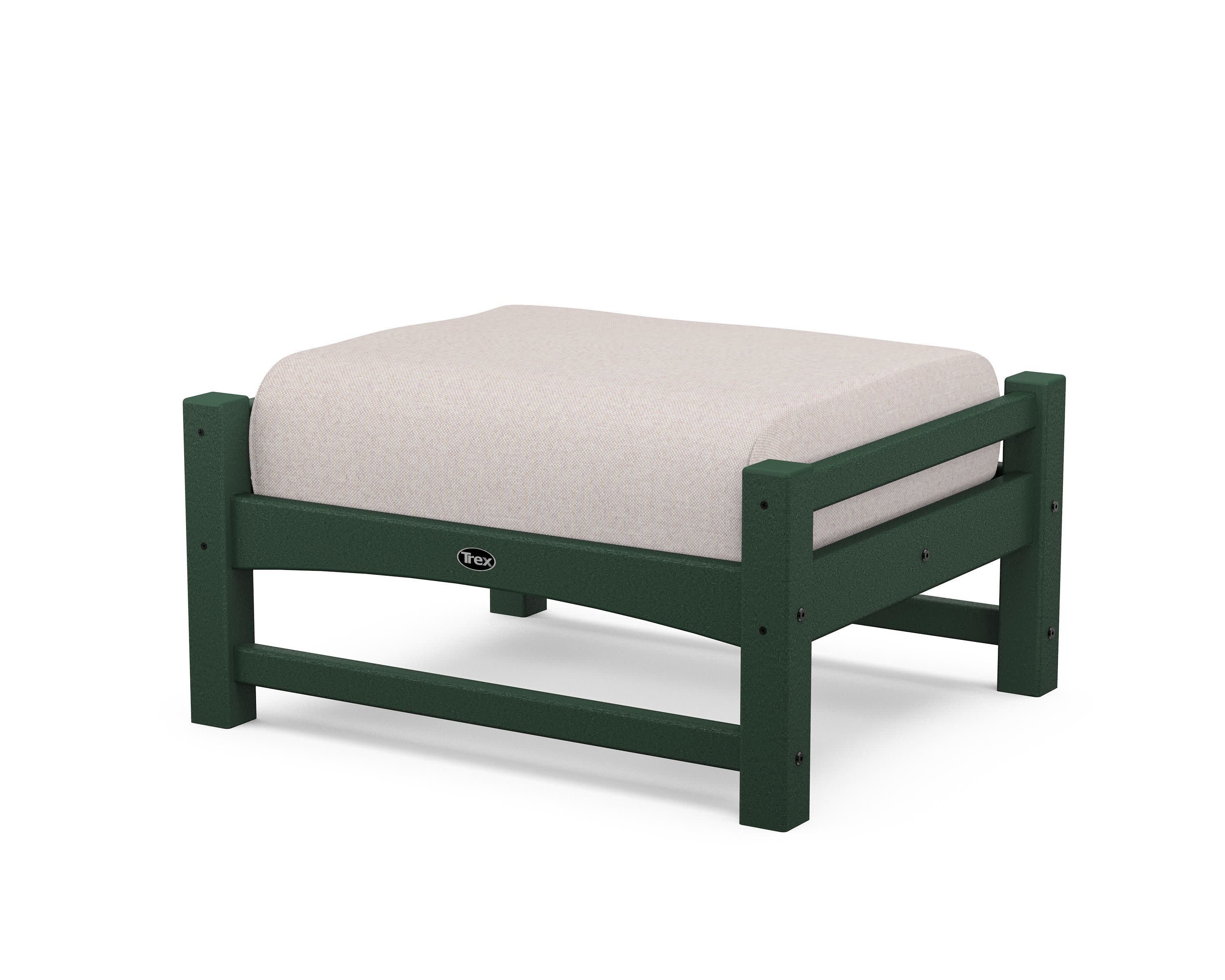 Rockport Club Ottoman in Rainforest Canopy / Dune Burlap
