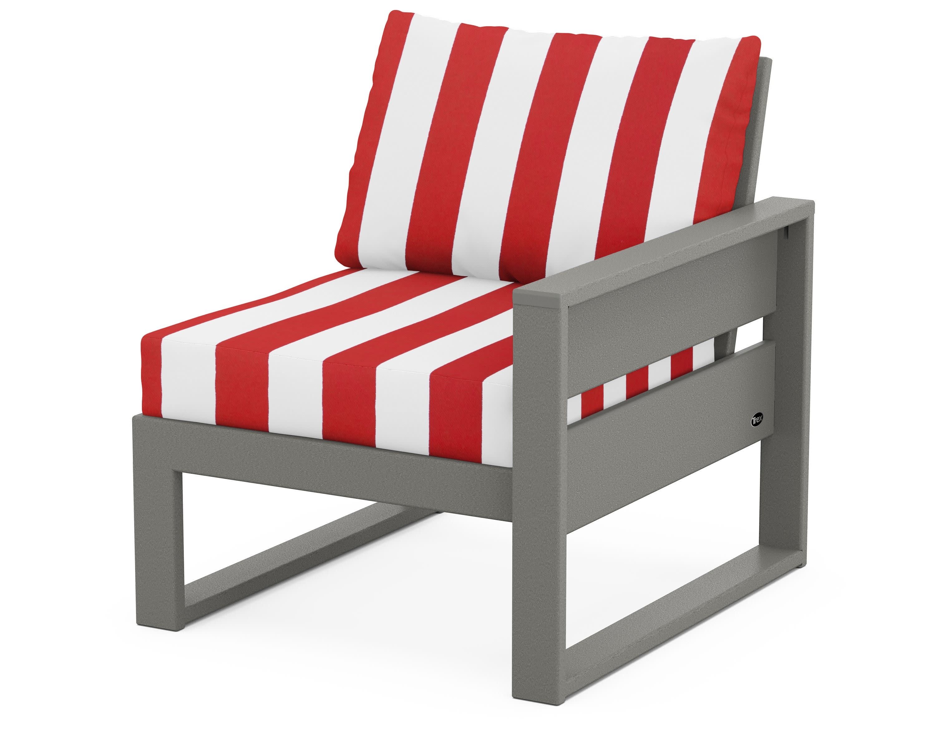 Eastport Modular Right Arm Chair in Stepping Stone / Cabana Stripe Crimson