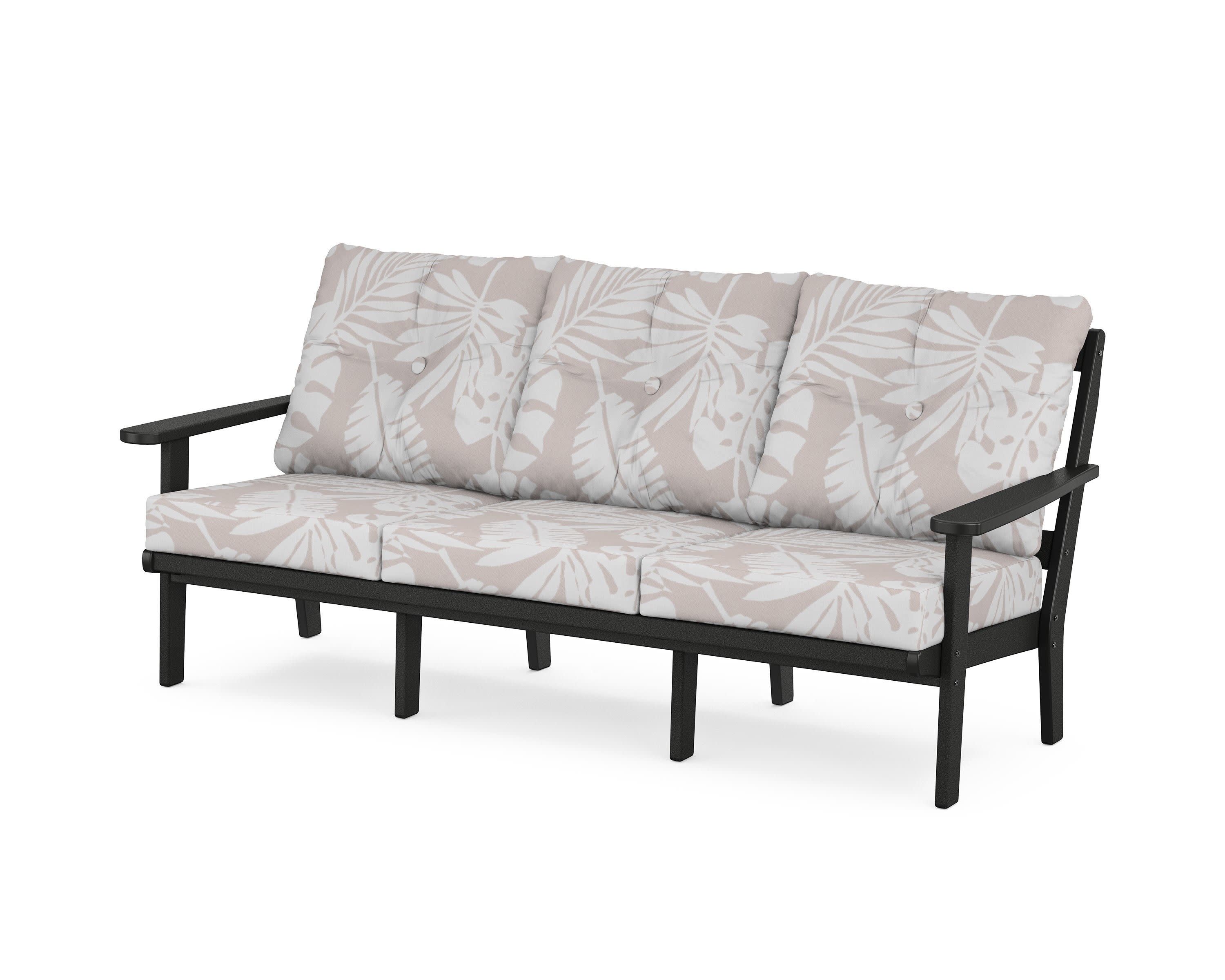 Cape Cod Deep Seating Sofa in Charcoal Black / Leaf Dune Burlap