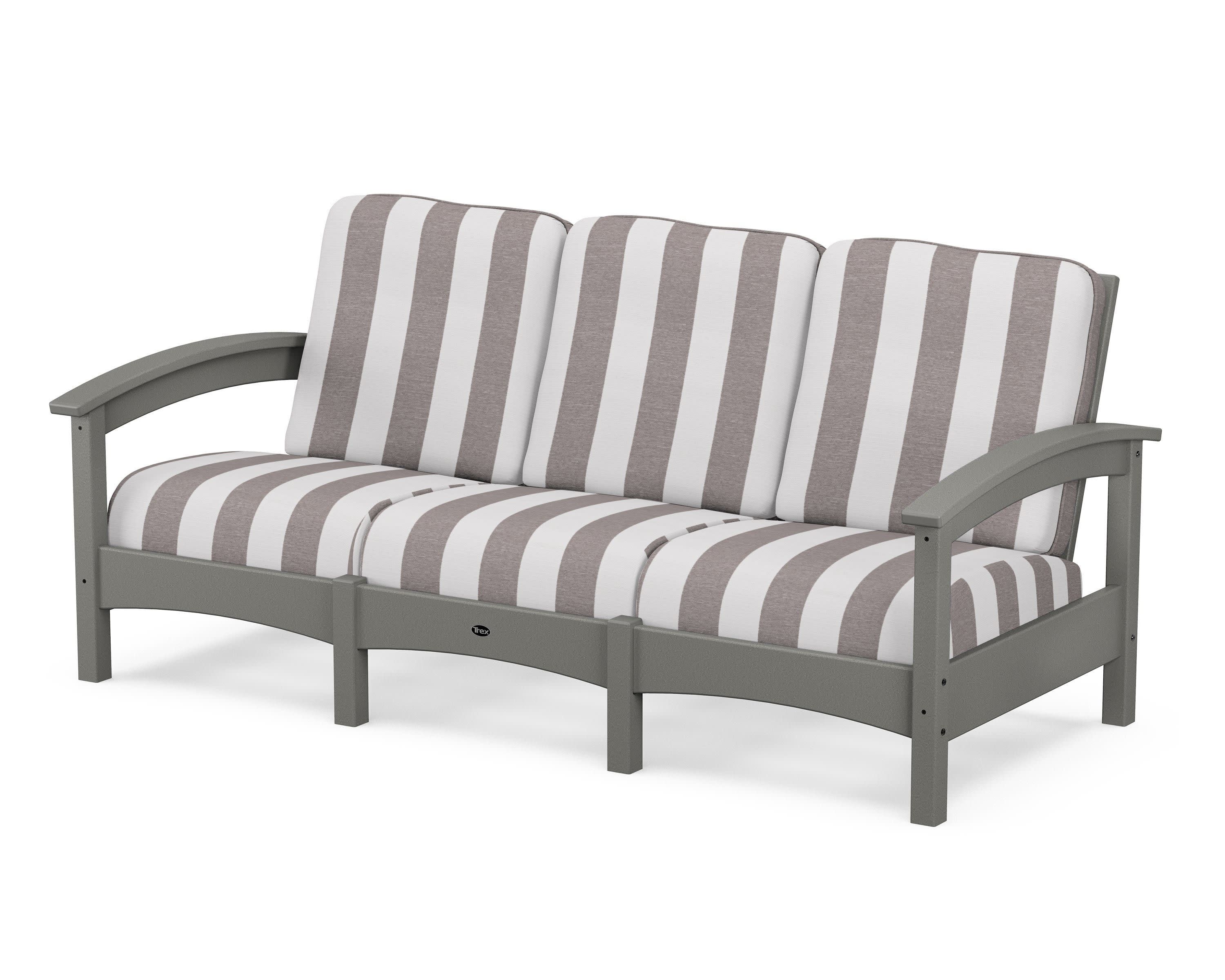 Rockport Club Sofa in Stepping Stone / Cabana Stripe Grey Mist