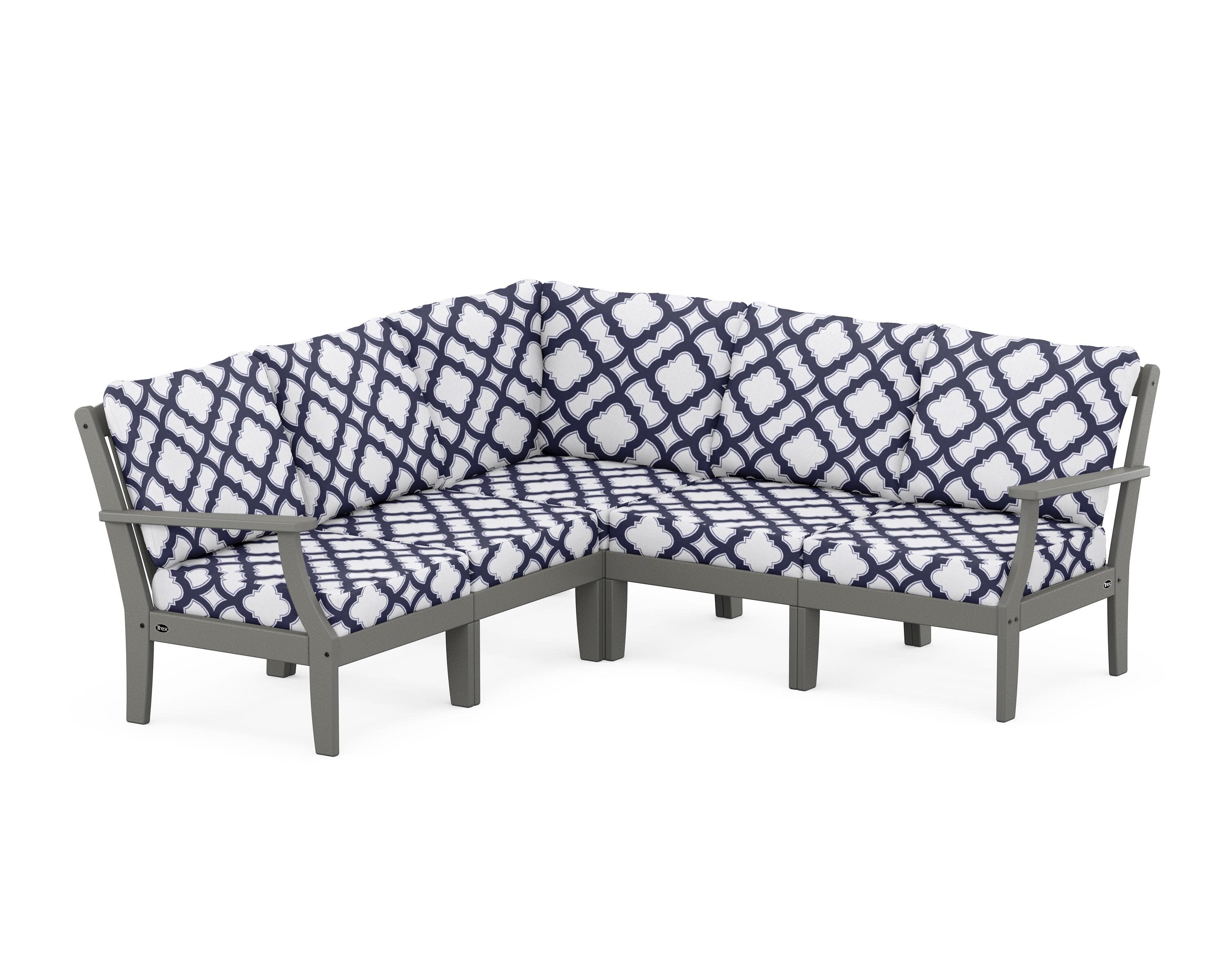 Yacht Club Modular 5-Piece Deep Seating Set in Stepping Stone / Trellis Navy