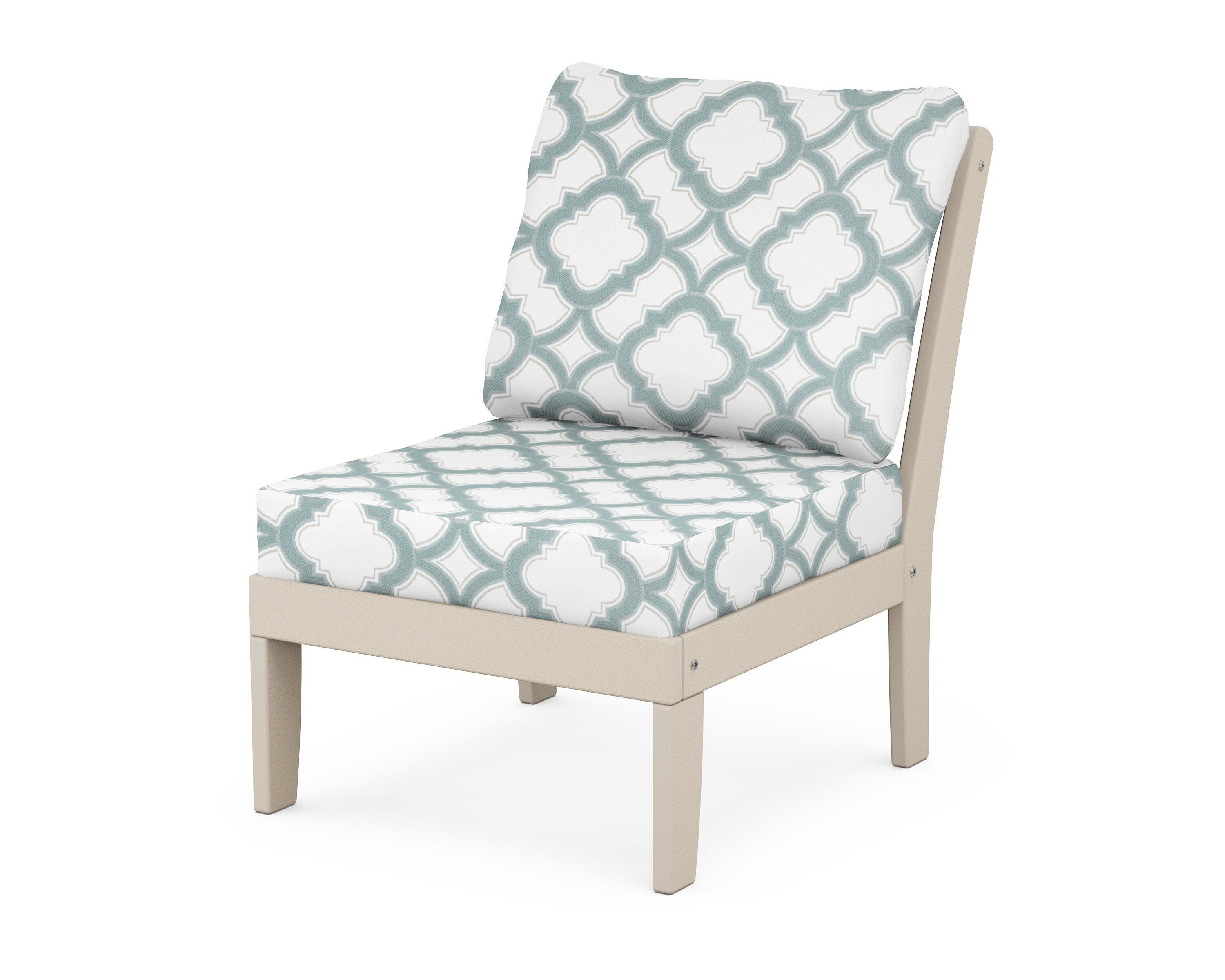 Yacht Club Modular Armless Chair in Sand Castle / Trellis Glacier Spa