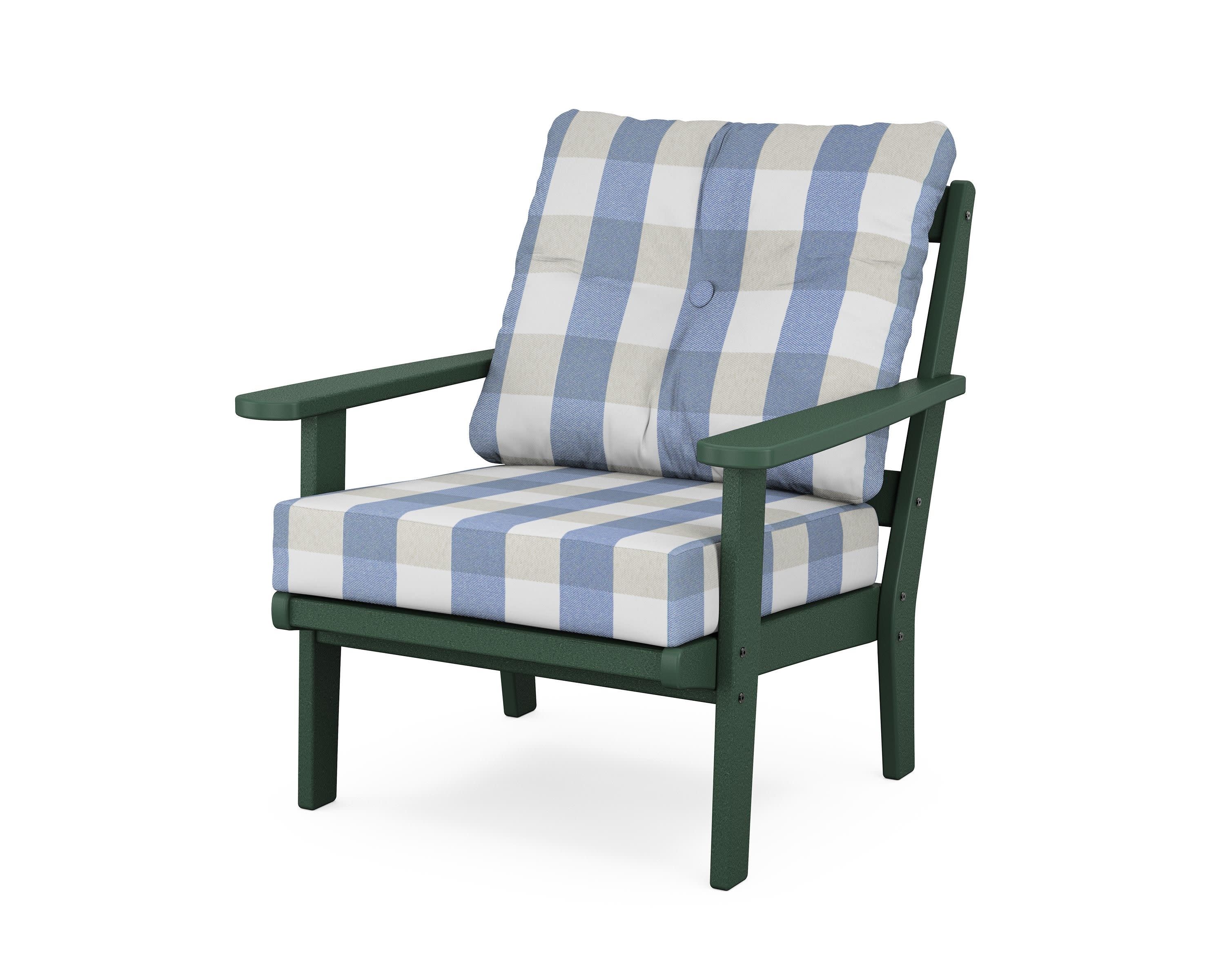 Cape Cod Deep Seating Chair in Rainforest Canopy / Buffalo Plaid Sky Blue