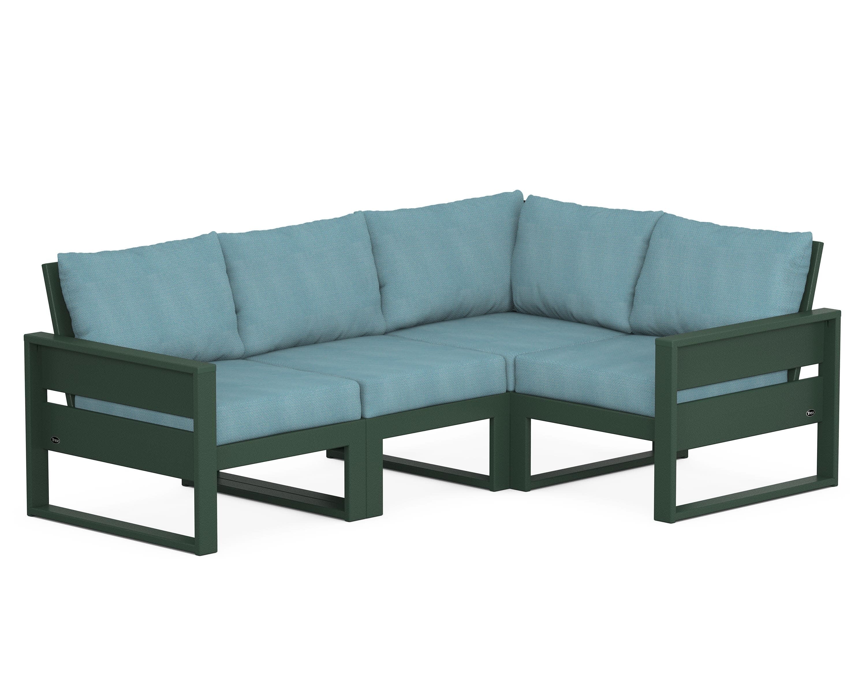 Eastport 4- Piece Sectional in Rainforest Canopy / Lattice Sky Blue