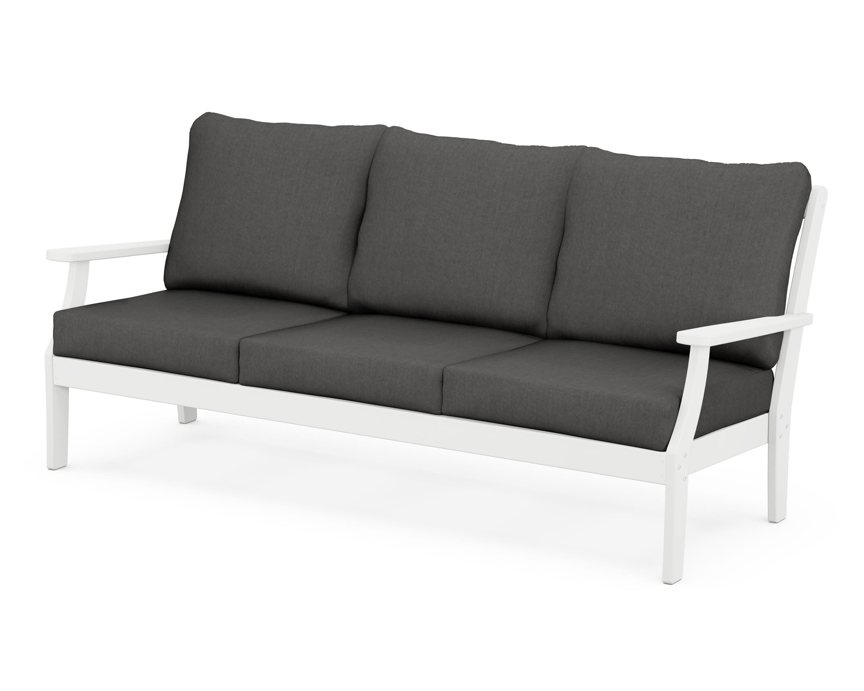 Yacht Club Deep Seating Sofa in Classic White / Spectrum Carbon
