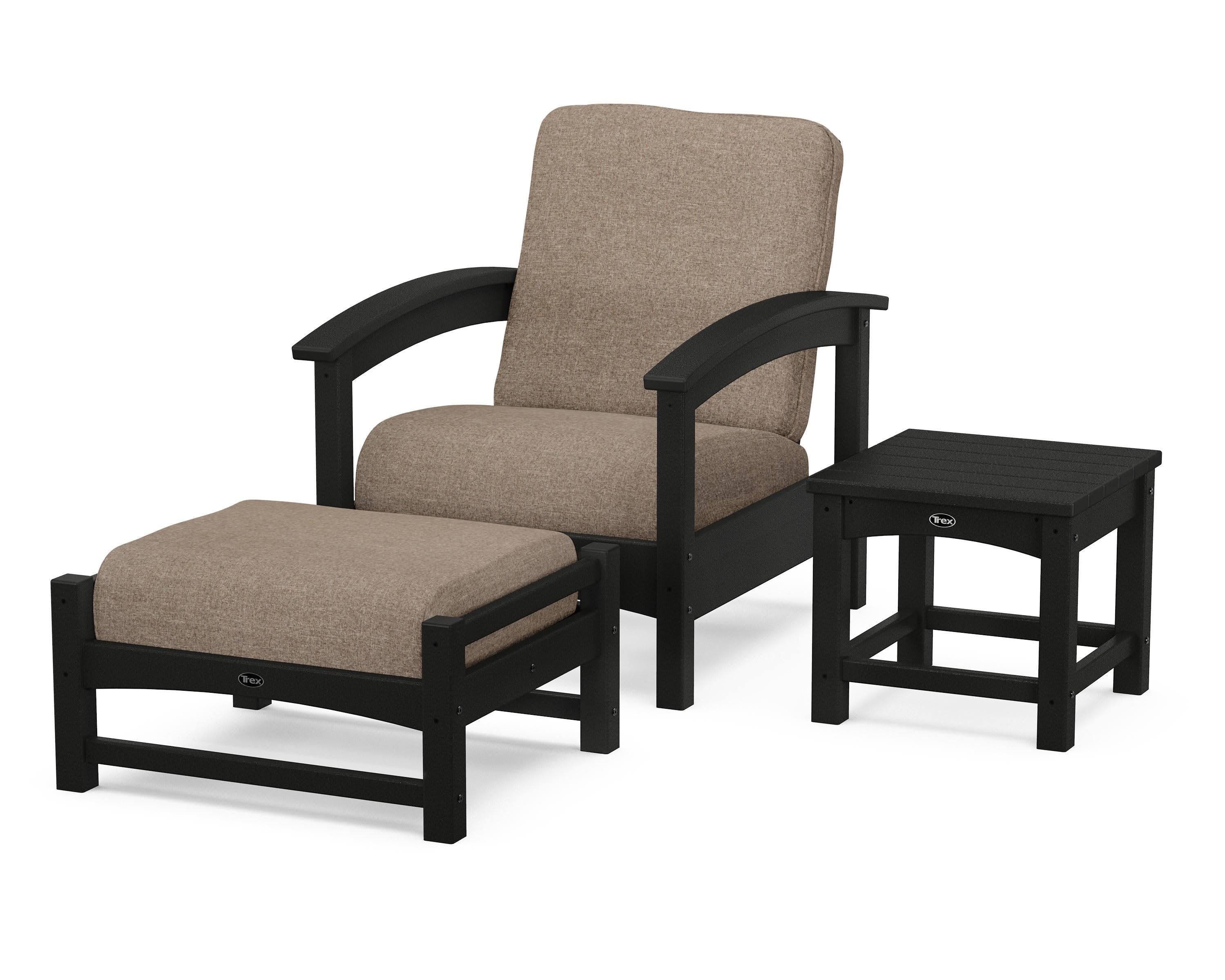 Rockport 3-Piece Deep Seating Set in Charcoal Black / Spiced Burlap