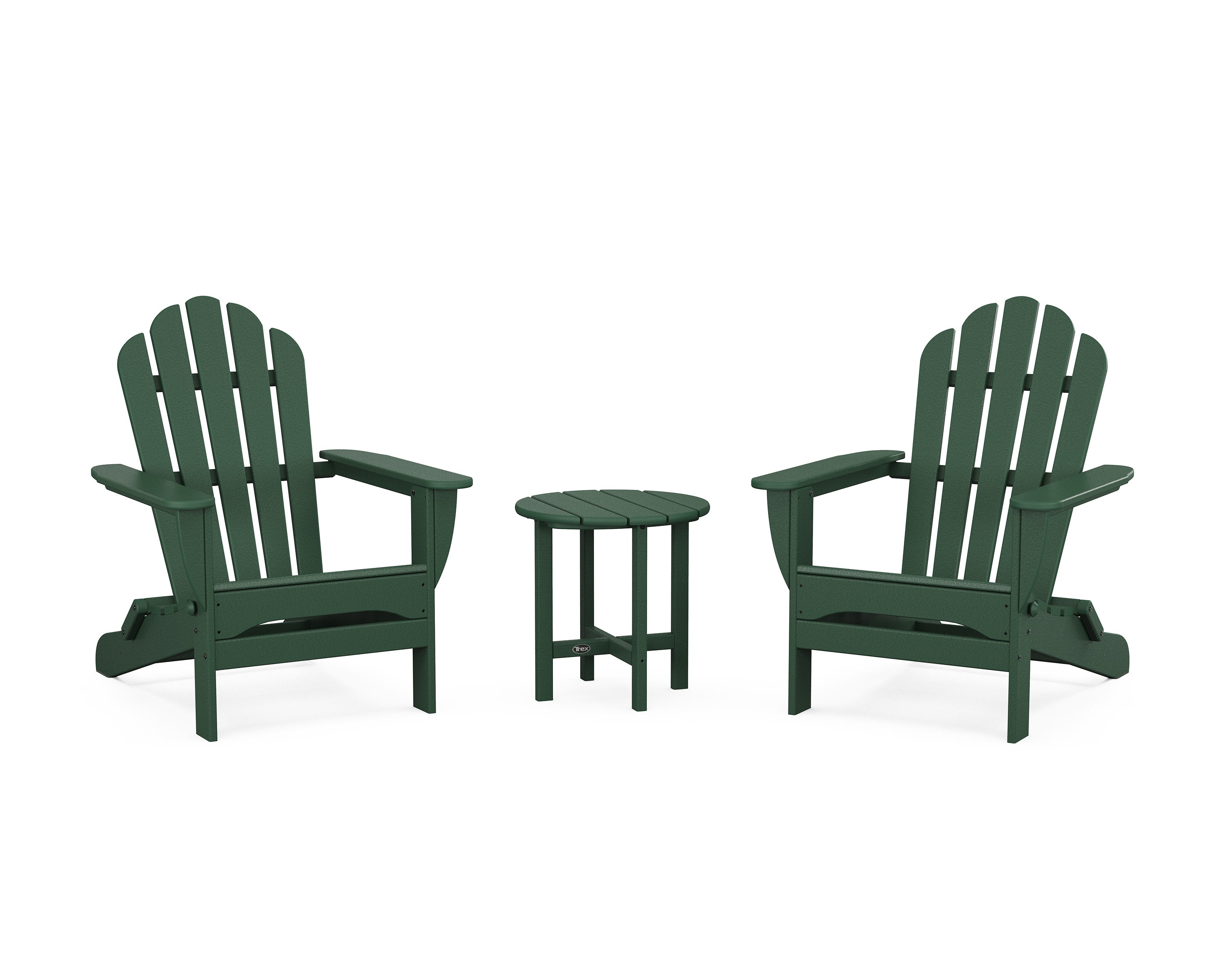3-Piece Monterey Bay Folding Adirondack Set in Rainforest Canopy