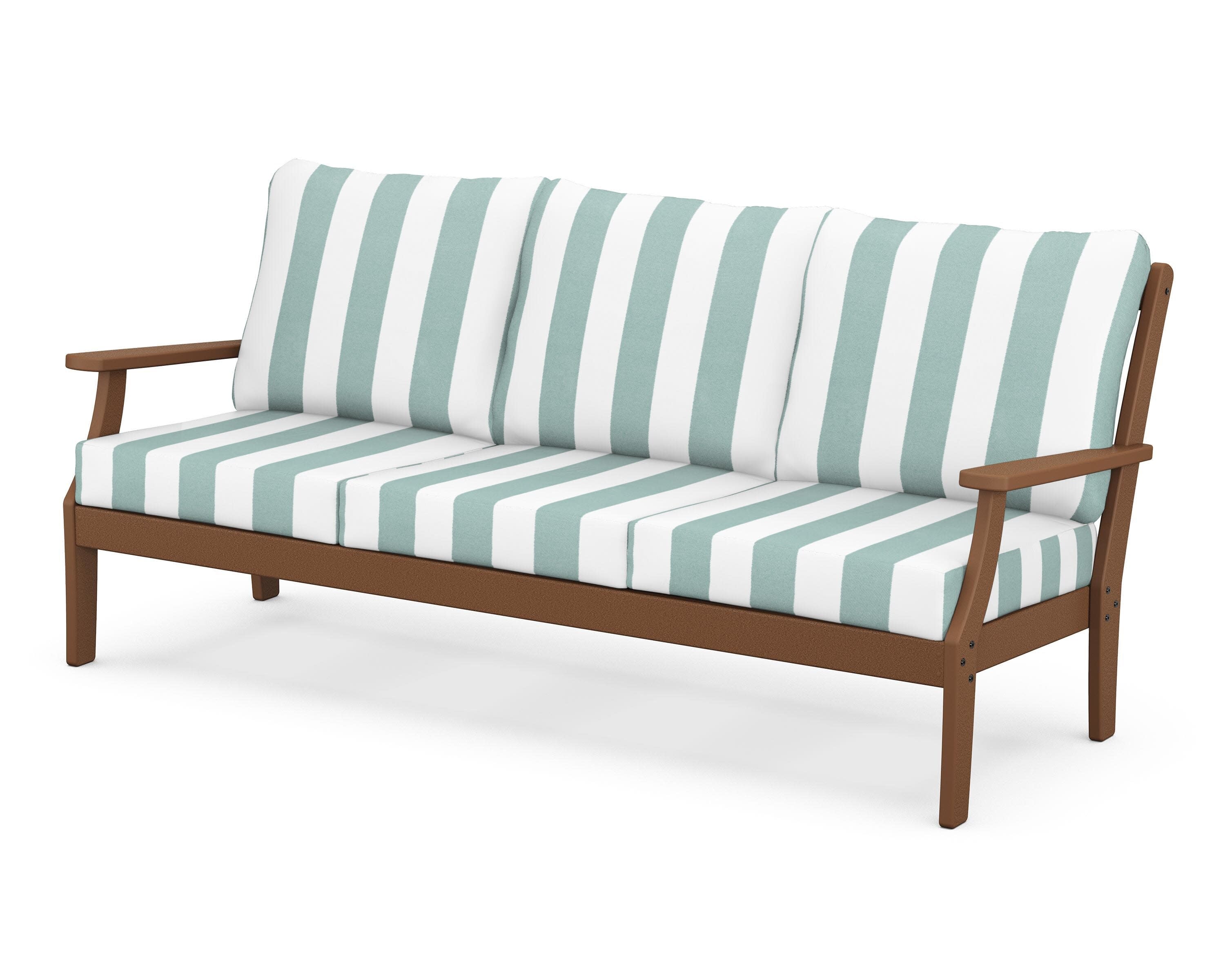 Yacht Club Deep Seating Sofa in Tree House / Cabana Stripe Glacier Spa