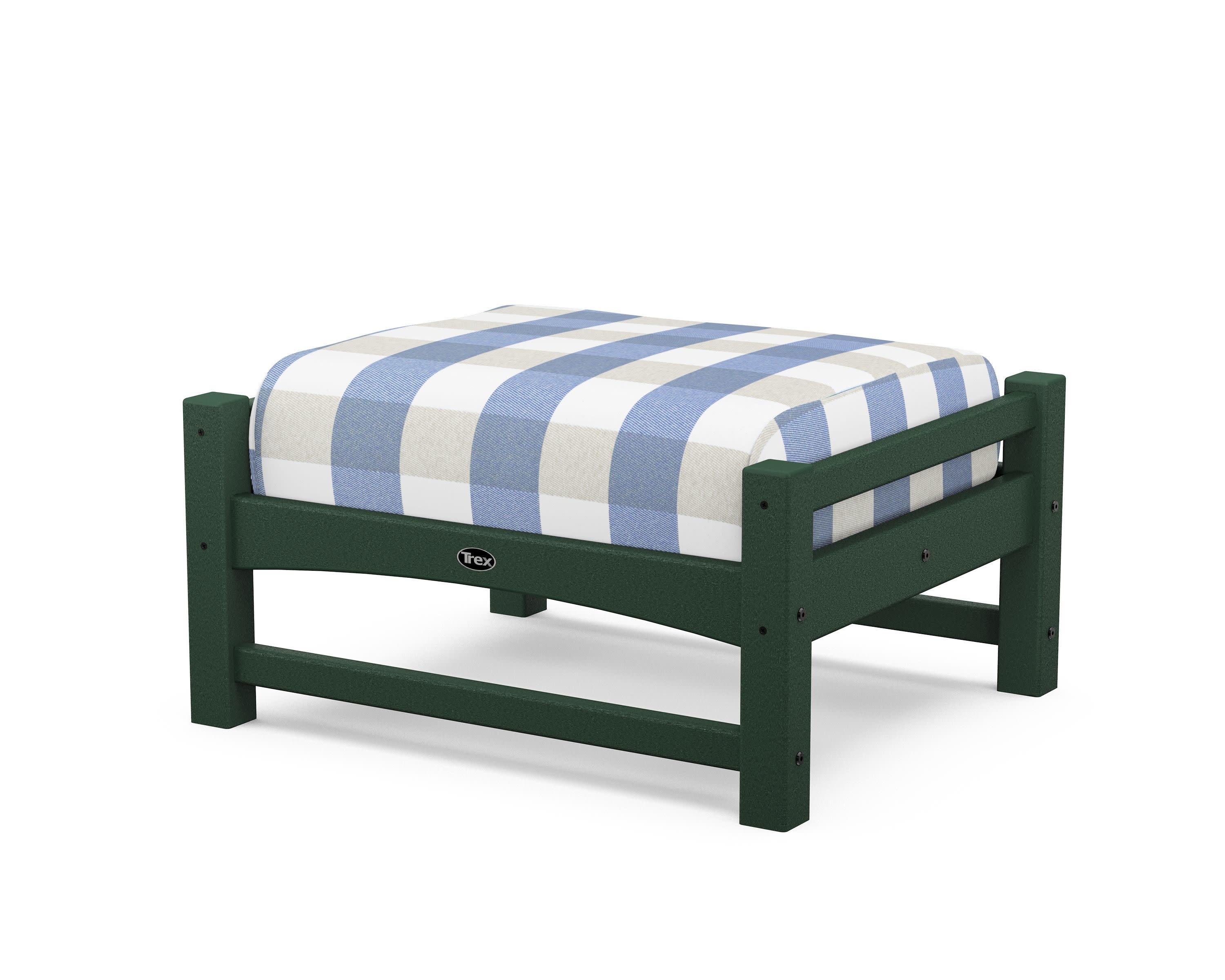 Rockport Club Ottoman in Rainforest Canopy / Buffalo Plaid Sky Blue