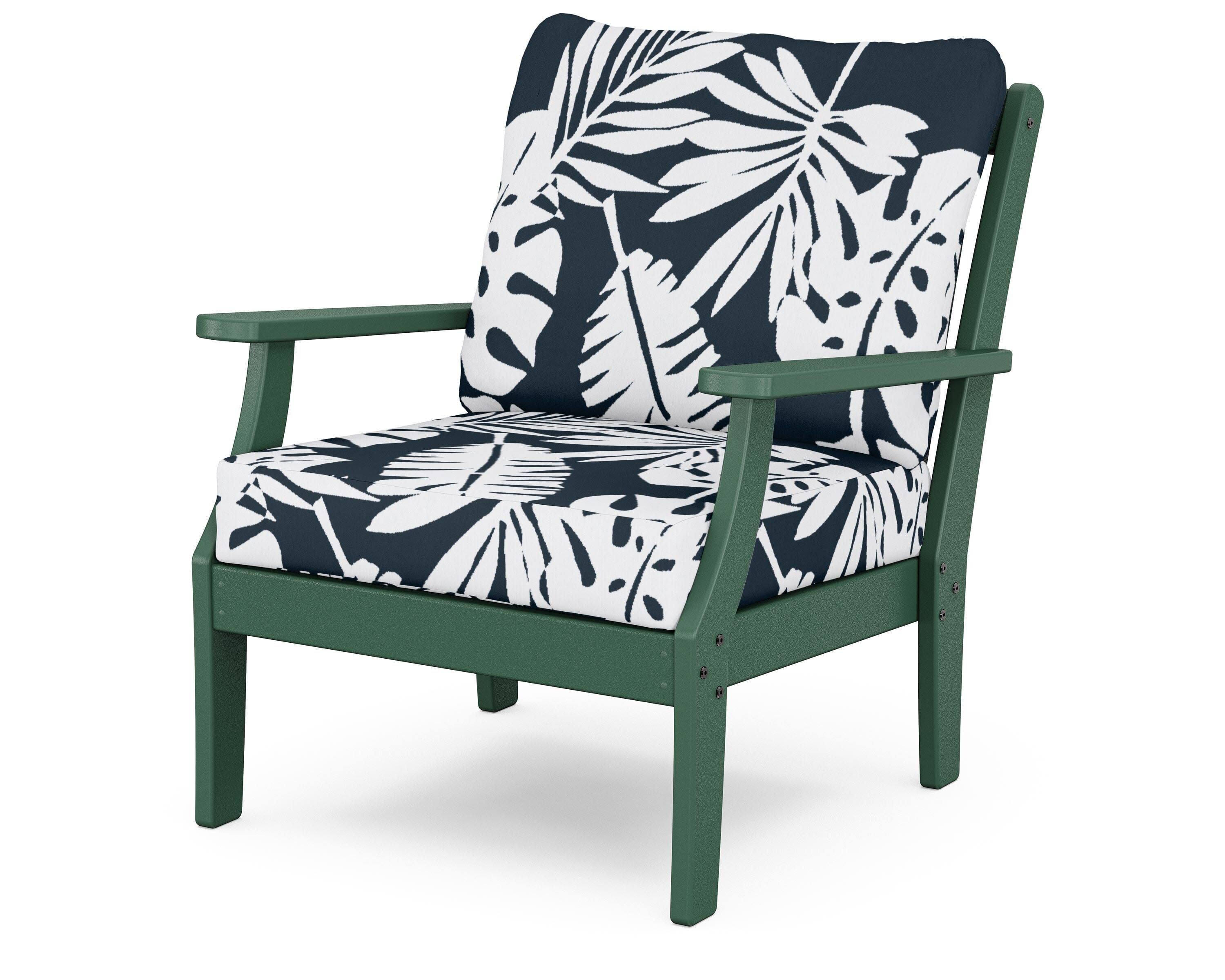 Yacht Club Deep Seating Chair in Rainforest Canopy / Leaf Marine Indigo