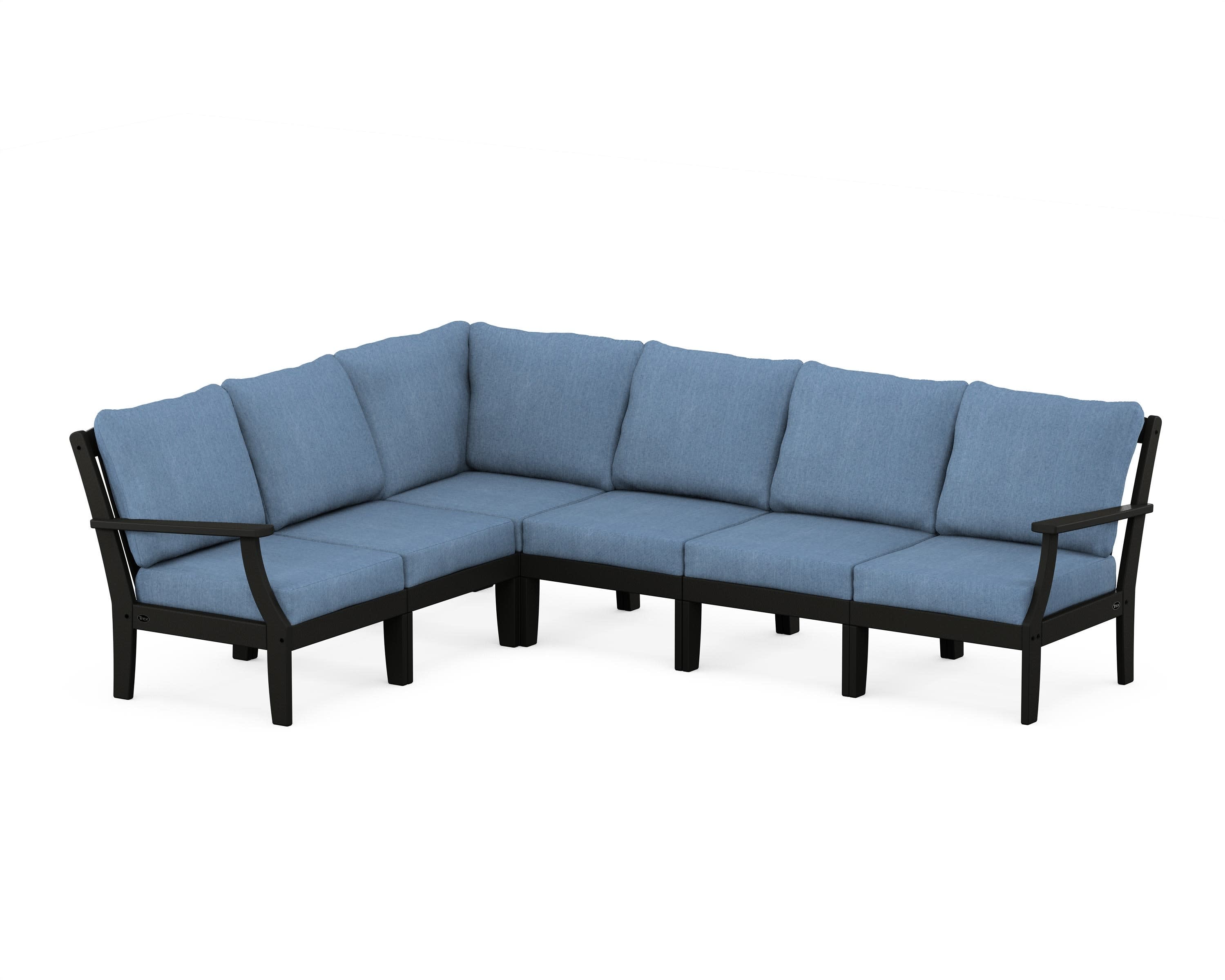 Yacht Club Modular 6-Piece Deep Seating Set in Charcoal Black / Sky Blue