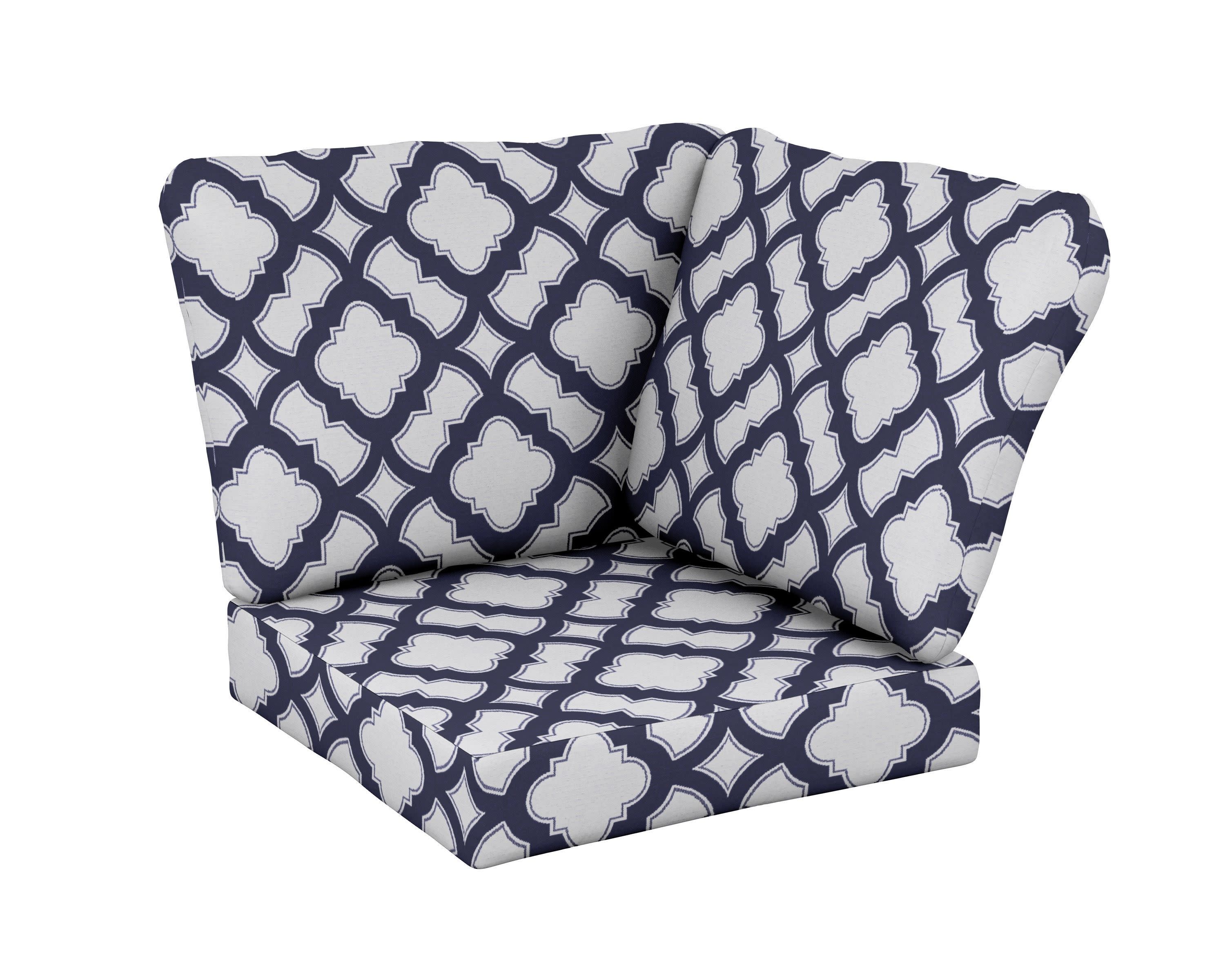 Baffle Modular Corner Cushion in Trellis Navy