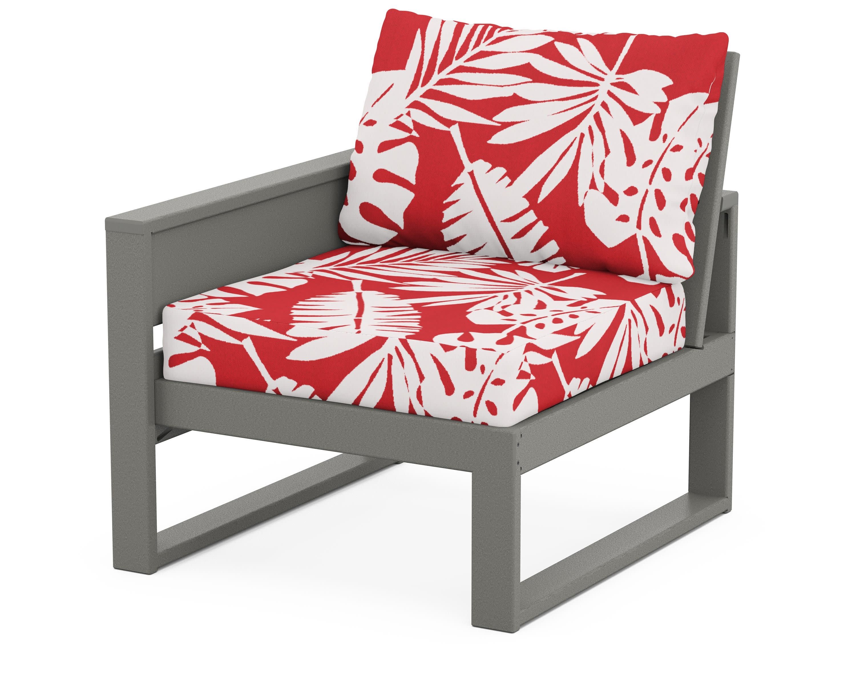 Eastport Modular Left Arm Chair in Stepping Stone / Leaf Crimson