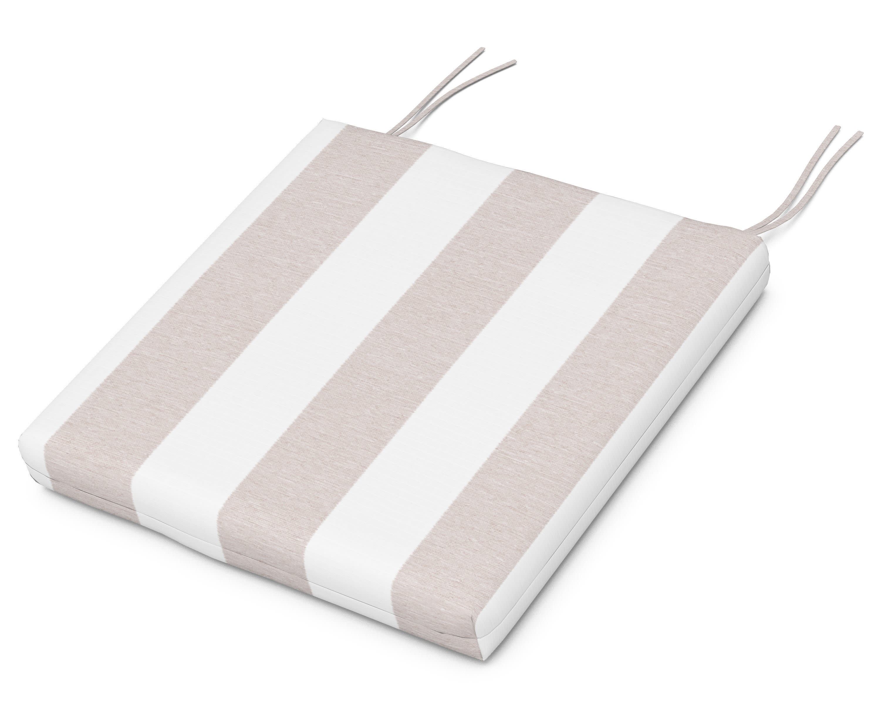 Seat Cushion - 17"D x 20"W x 2.5"H in Cabana Stripe Dune Burlap