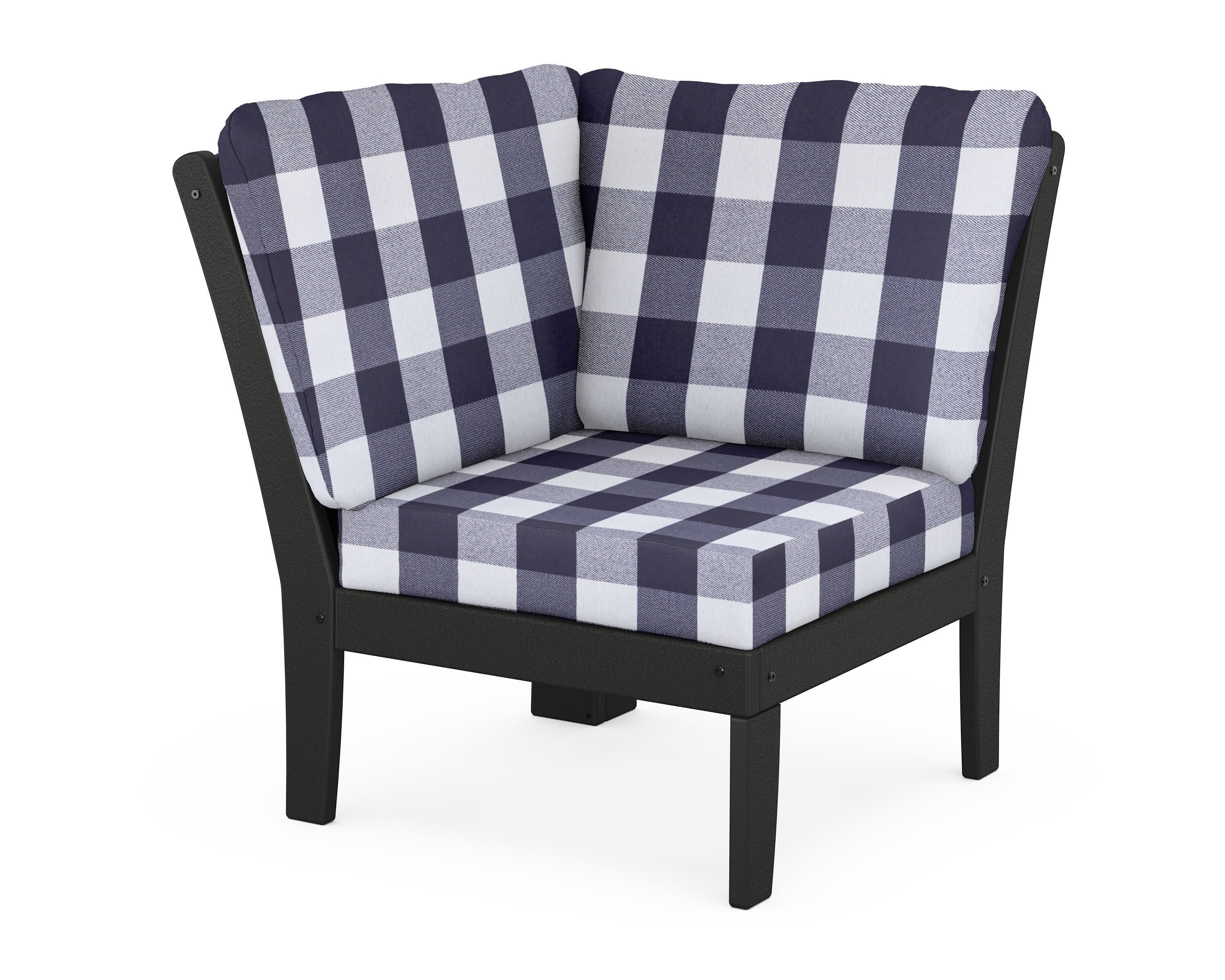 Yacht Club Modular Corner Chair in Charcoal Black / Buffalo Plaid Navy