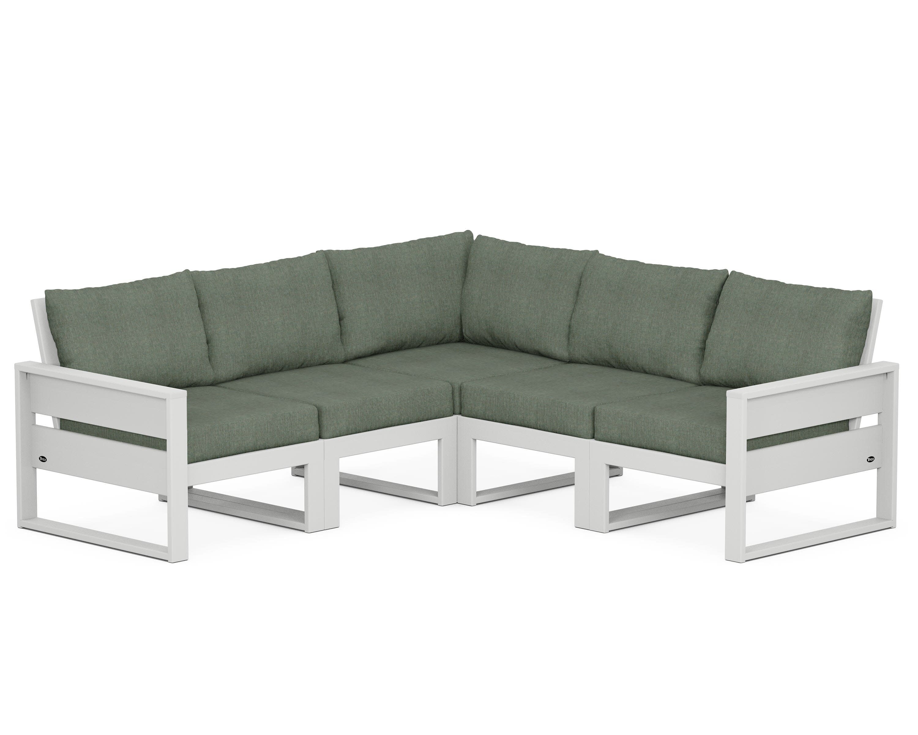 Eastport 5-Piece Sectional in Classic White / Cast Sage