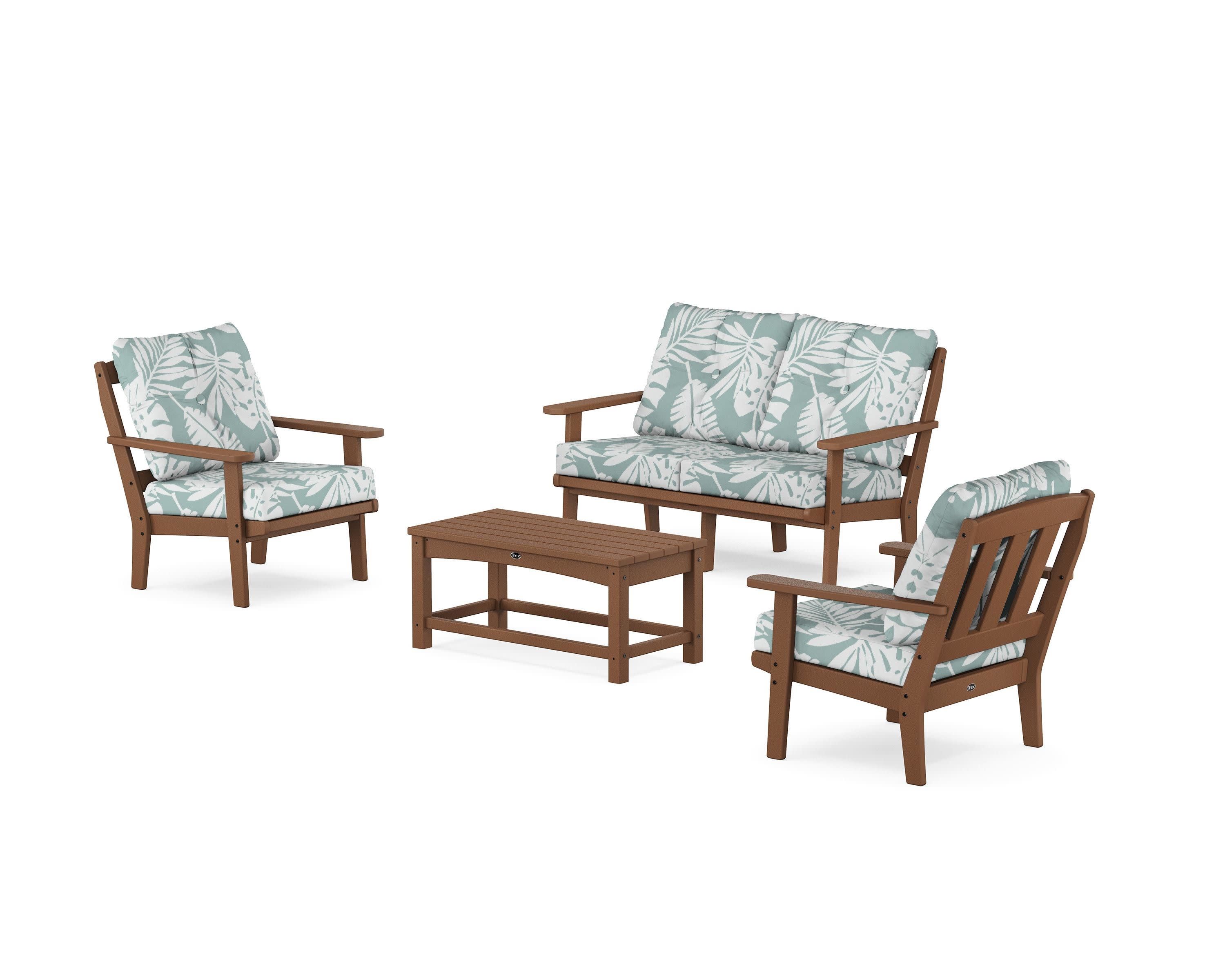 Cape Cod 4-Piece Deep Seating Set with Loveseat in Tree House / Leaf Glacier Spa