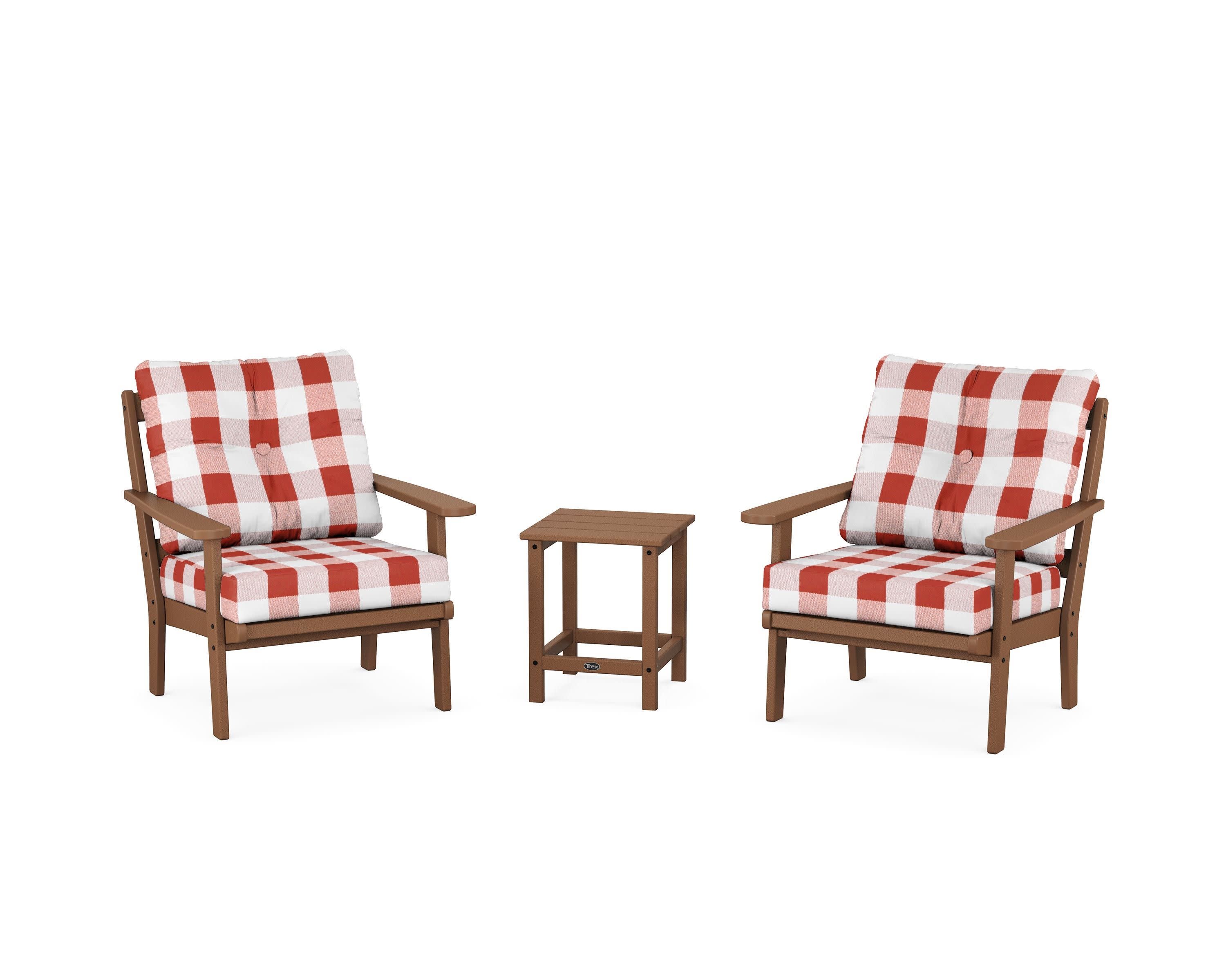 Cape Cod 3-Piece Deep Seating Set in Tree House / Buffalo Plaid Crimson
