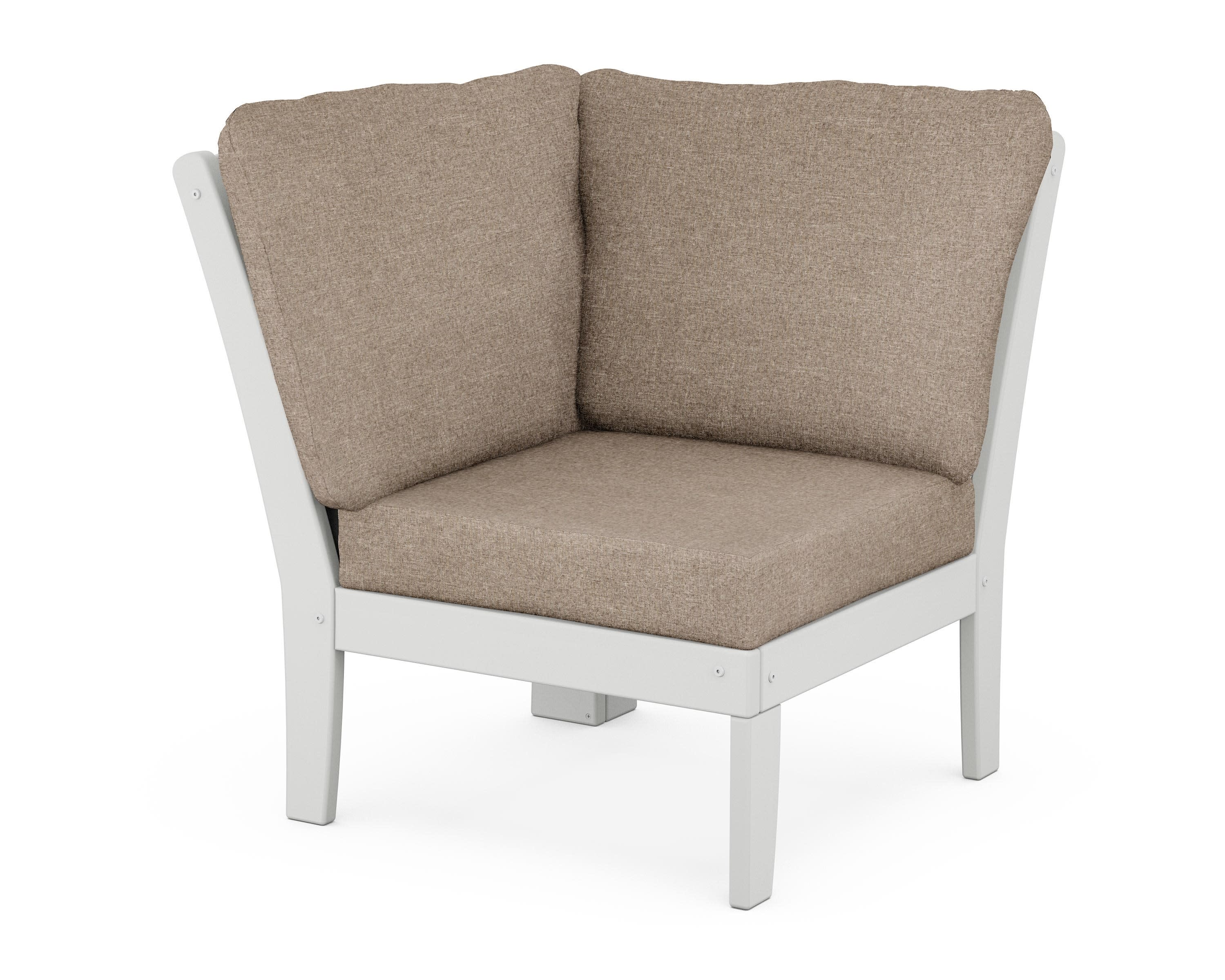 Yacht Club Modular Corner Chair in Classic White / Spiced Burlap