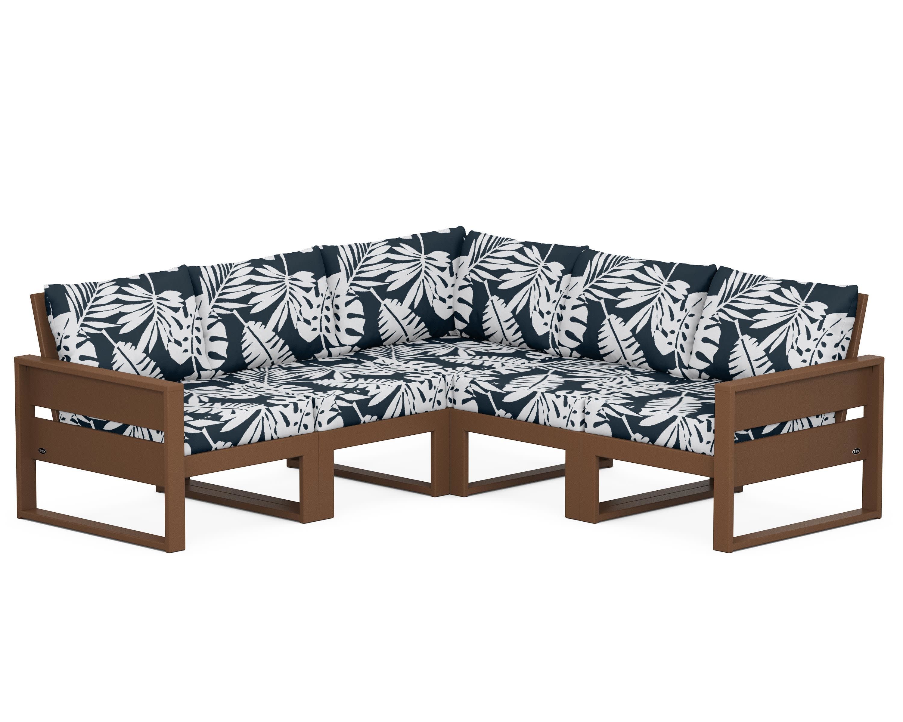 Eastport 5-Piece Sectional in Tree House / Leaf Marine Indigo