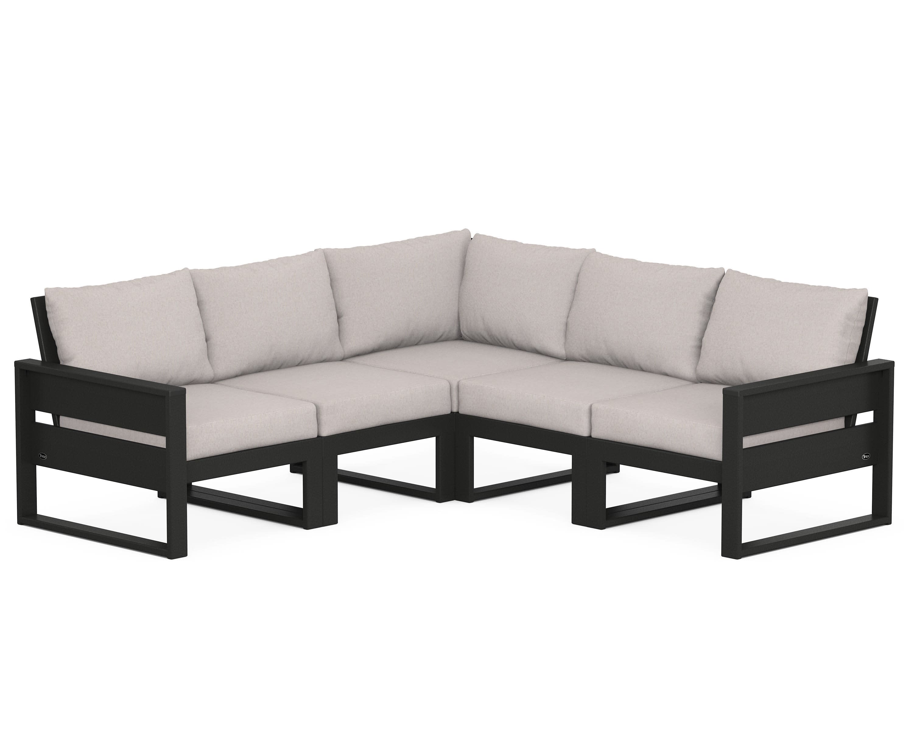 Eastport 5-Piece Sectional in Charcoal Black / Dune Burlap