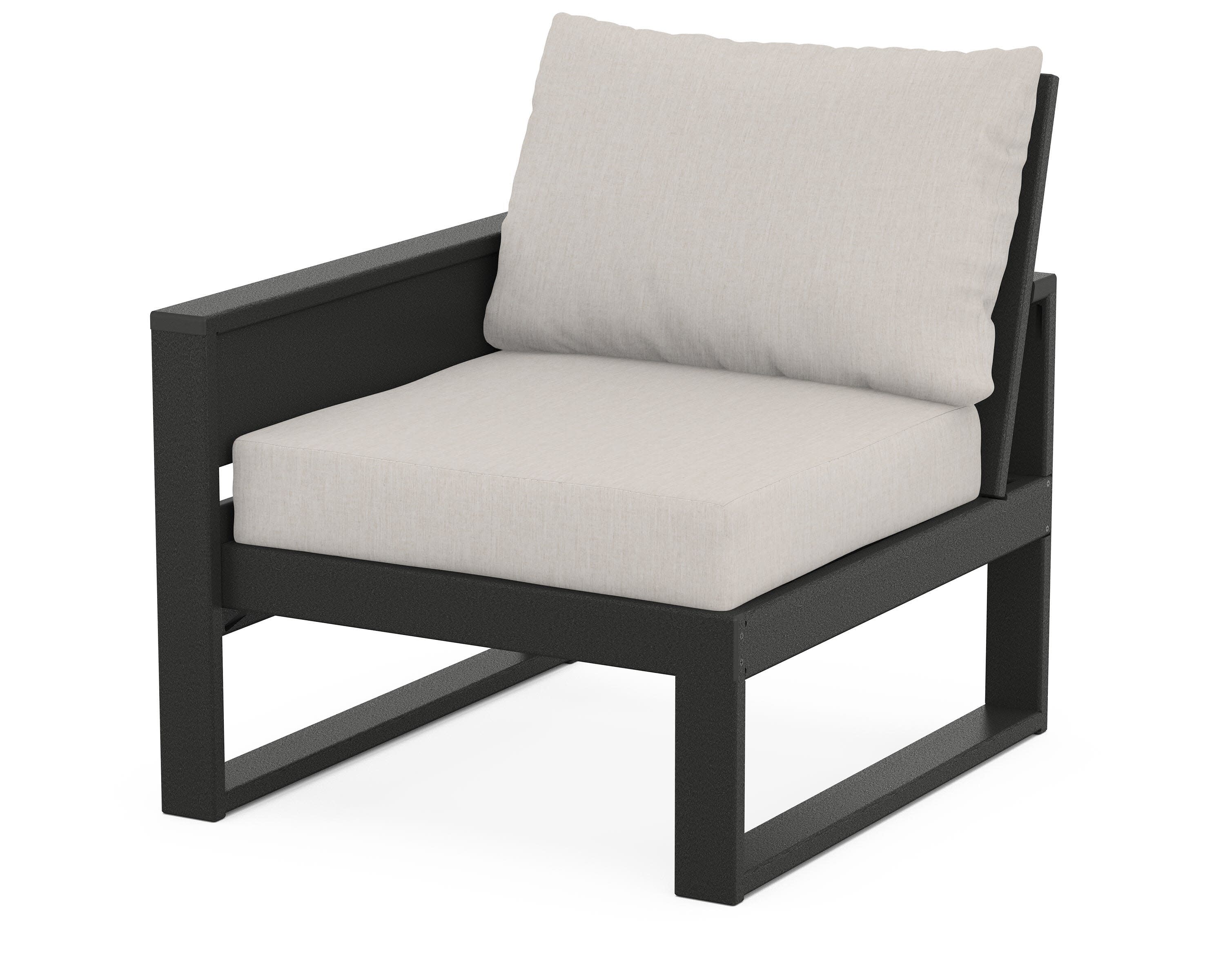 Eastport Modular Left Arm Chair in Charcoal Black / Cast Ash