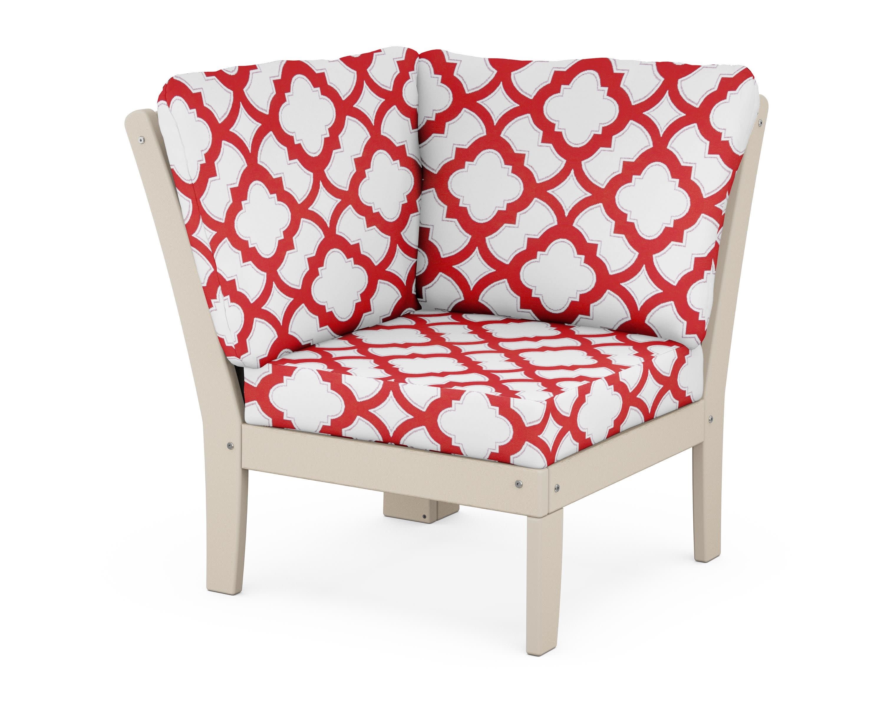 Yacht Club Modular Corner Chair in Sand Castle / Trellis Crimson
