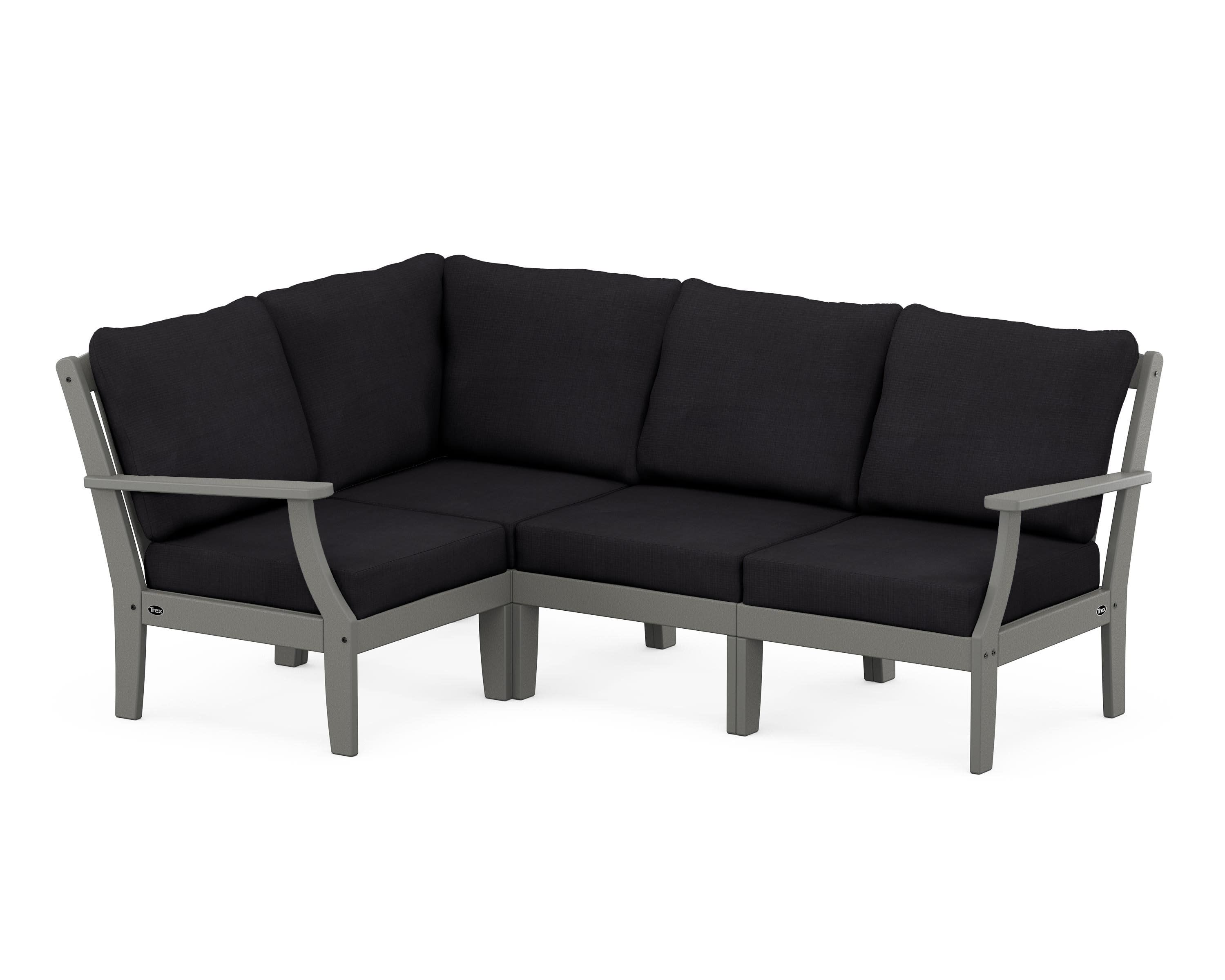 Yacht Club Modular 4-Piece Deep Seating Set in Stepping Stone / Midnight Linen