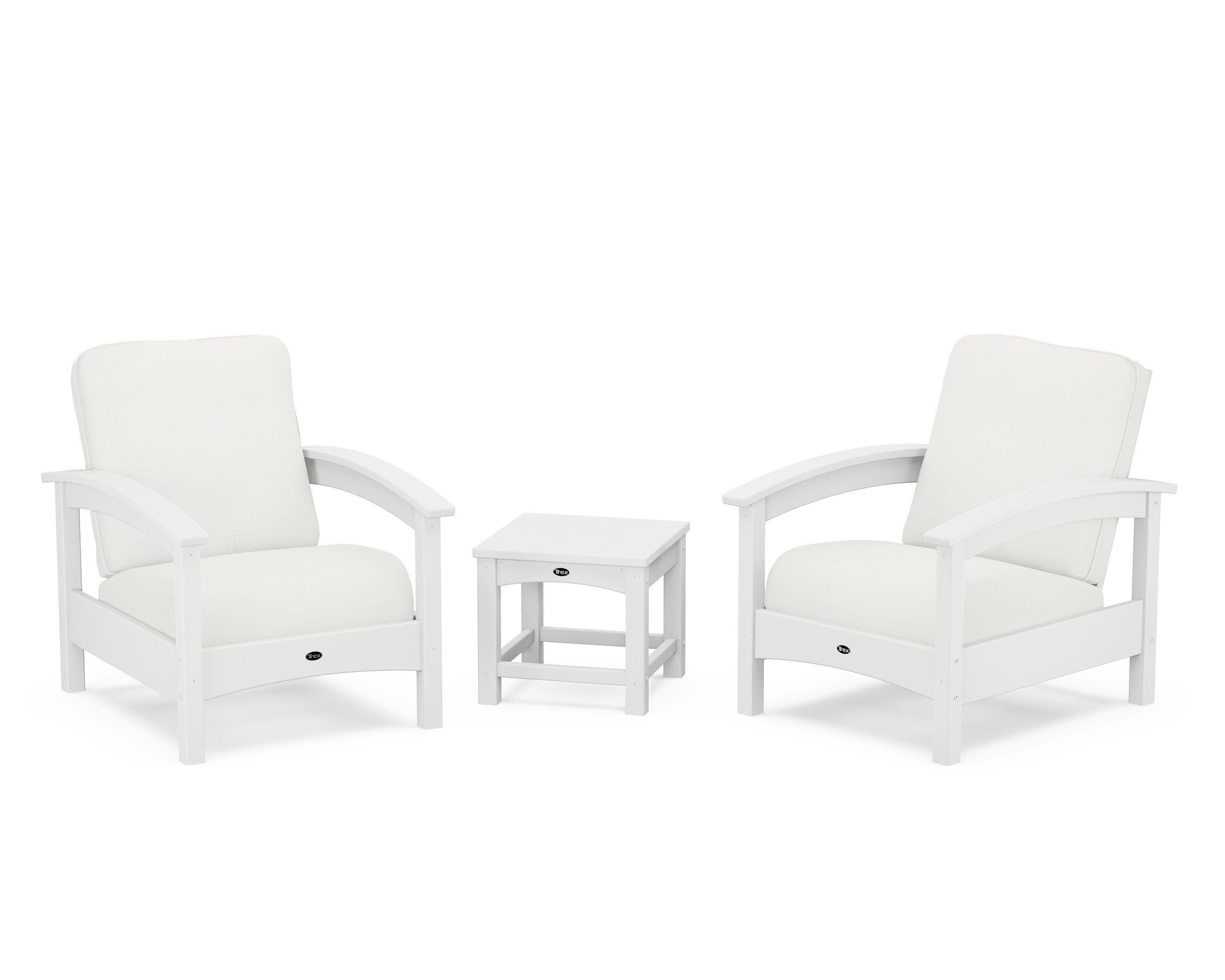 Rockport Club 3-Piece Deep Seating Conversation Set in Classic White / Natural Linen