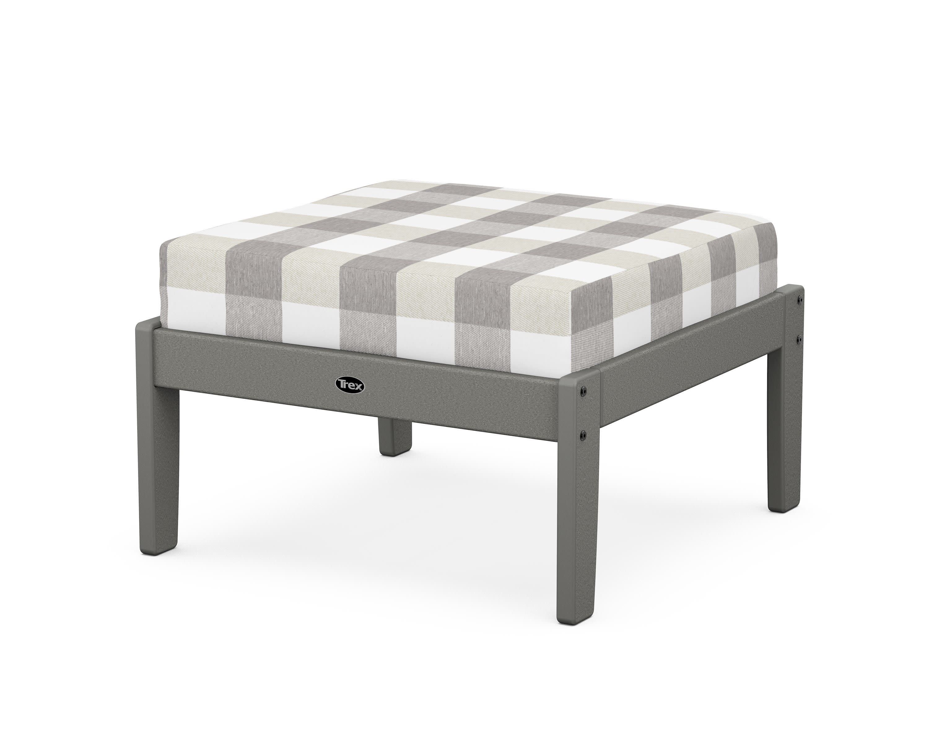 Yacht Club Deep Seating Ottoman in Stepping Stone / Buffalo Plaid Grey Mist