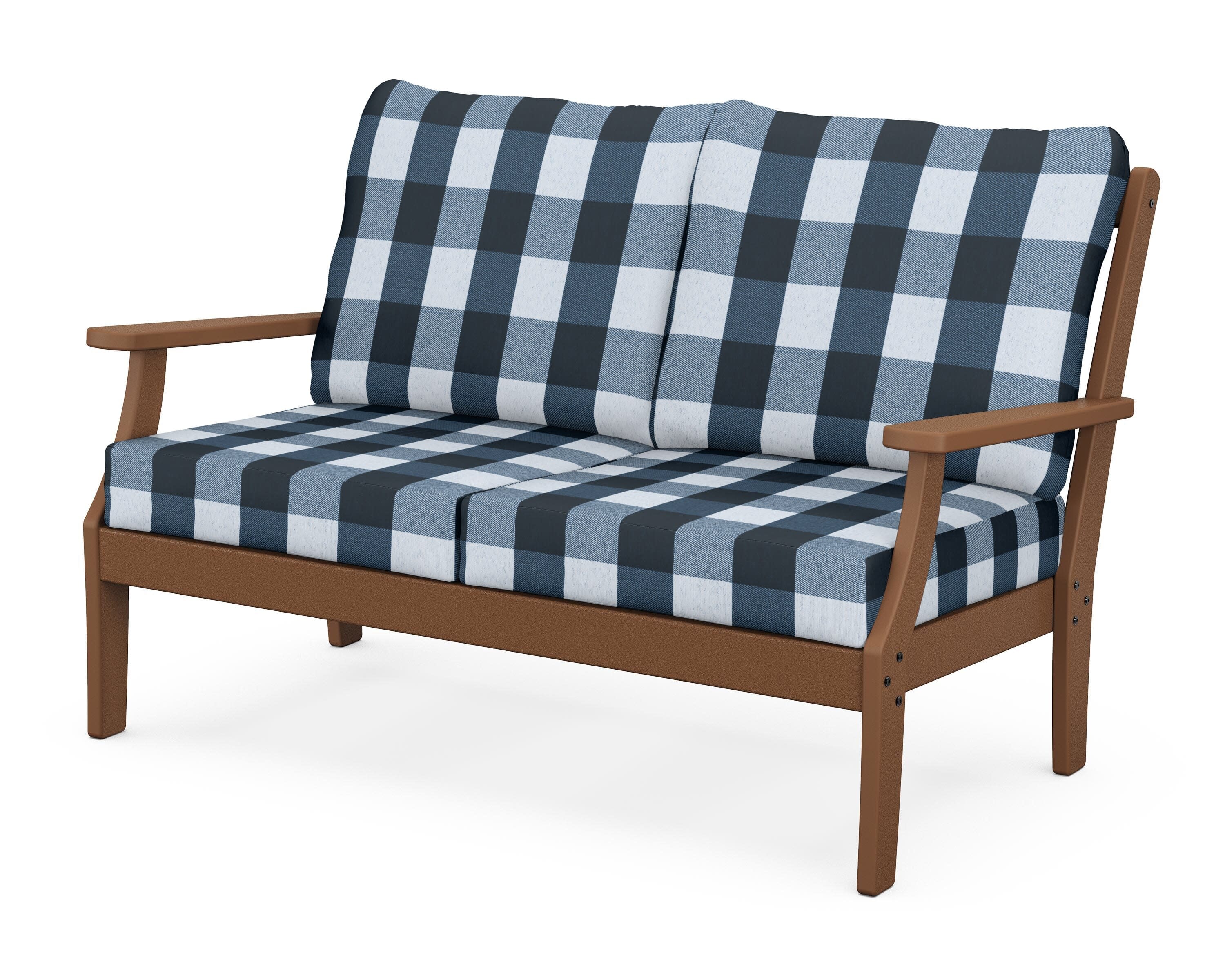 Yacht Club Deep Seating Loveseat in Tree House / Buffalo Plaid Marine Indigo