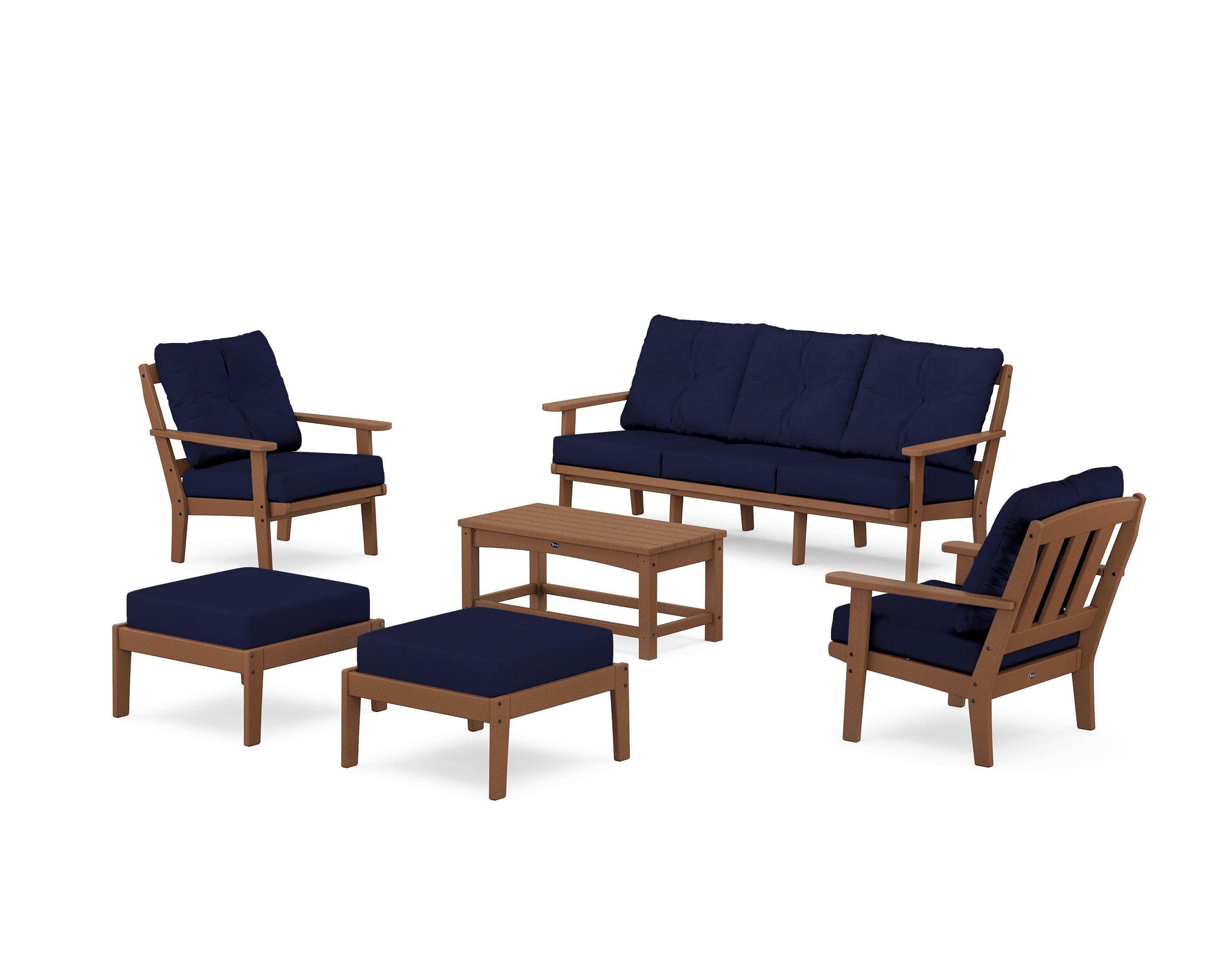 Cape Cod 6-Piece Lounge Sofa Set in Tree House / Navy