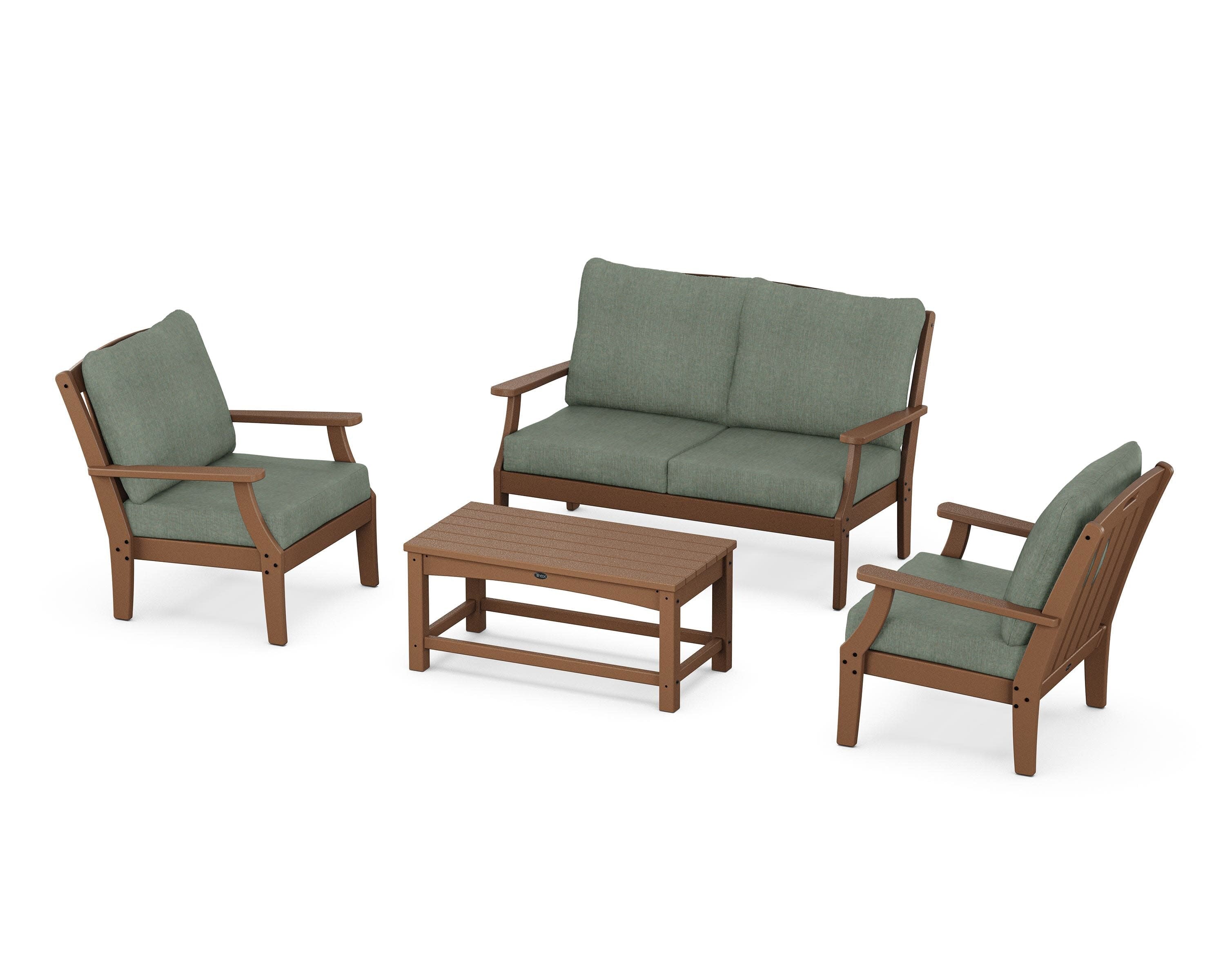 Yacht Club 4-Piece Deep Seating Chair Set in Tree House / Cast Sage
