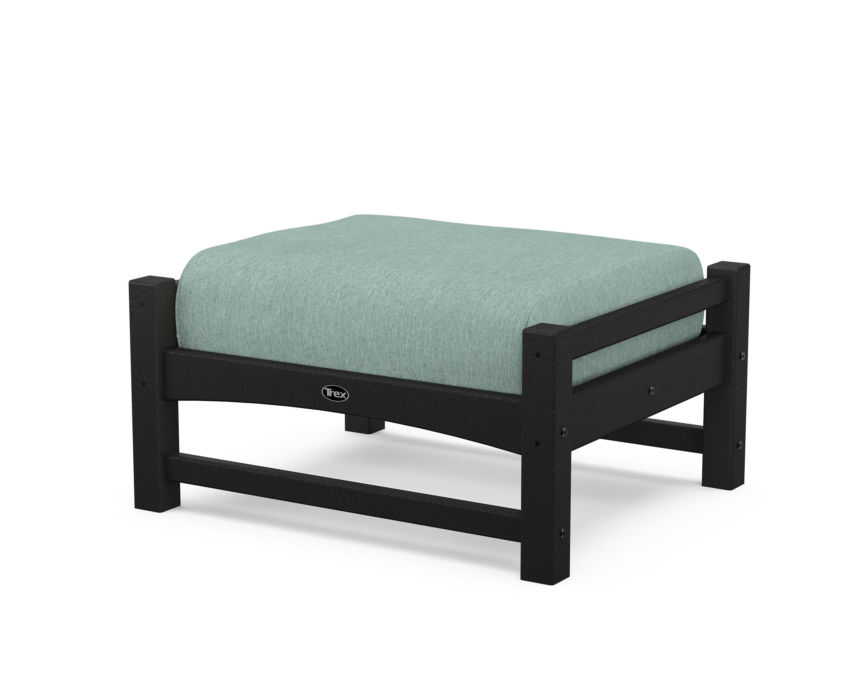 Rockport Club Ottoman in Charcoal Black / Glacier Spa