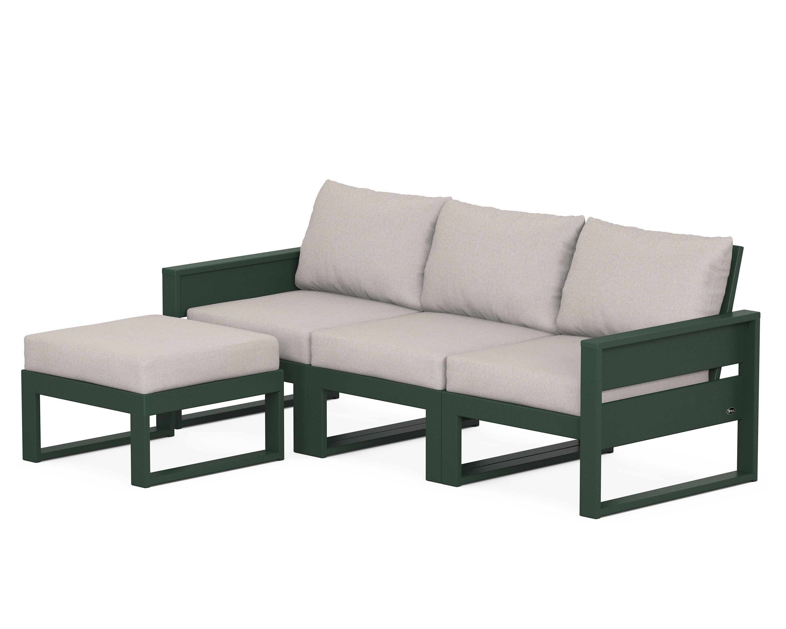 Eastport 4- Piece Sectional with Ottoman in Rainforest Canopy / Dune Burlap