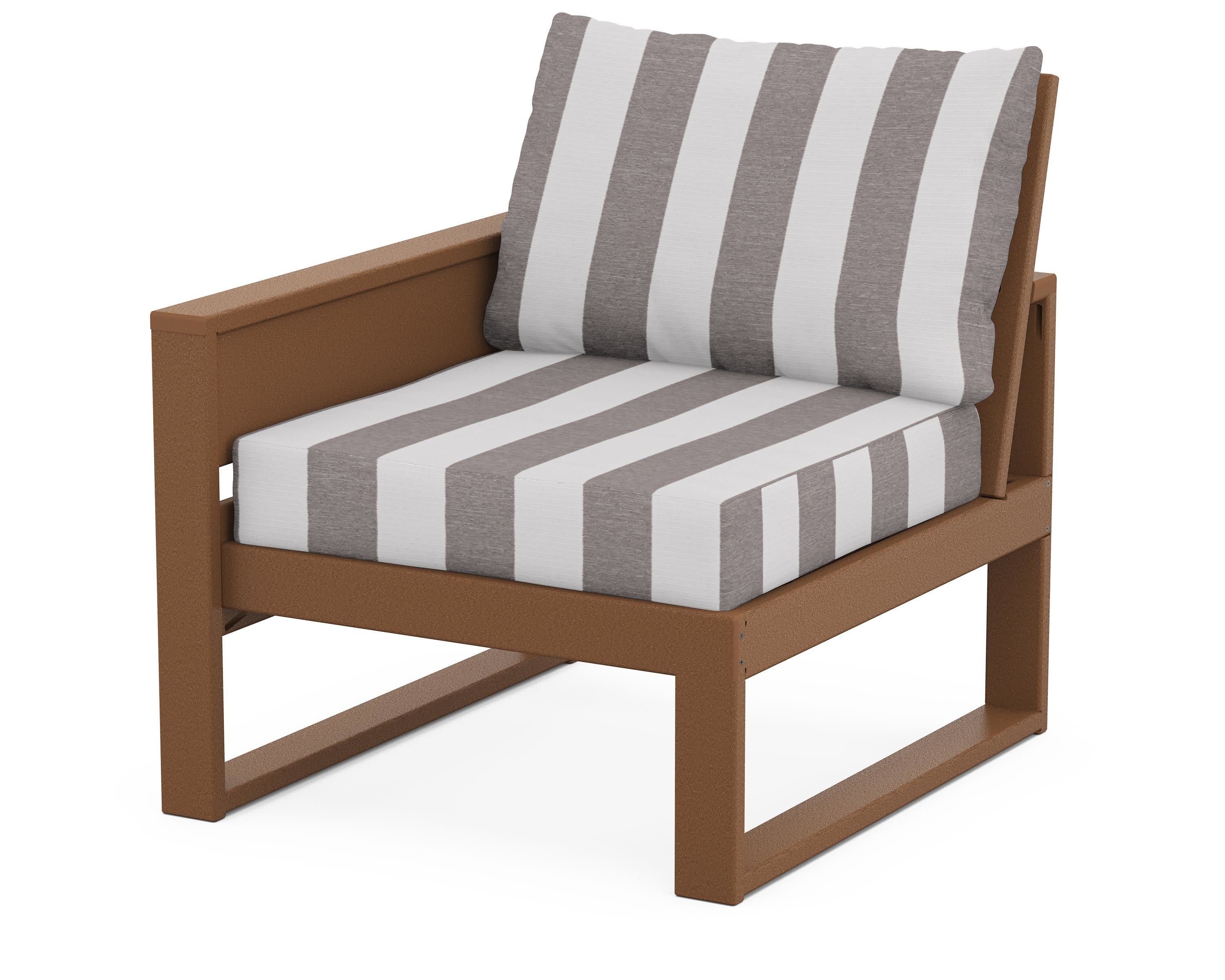 Eastport Modular Left Arm Chair in Tree House / Cabana Stripe Grey Mist