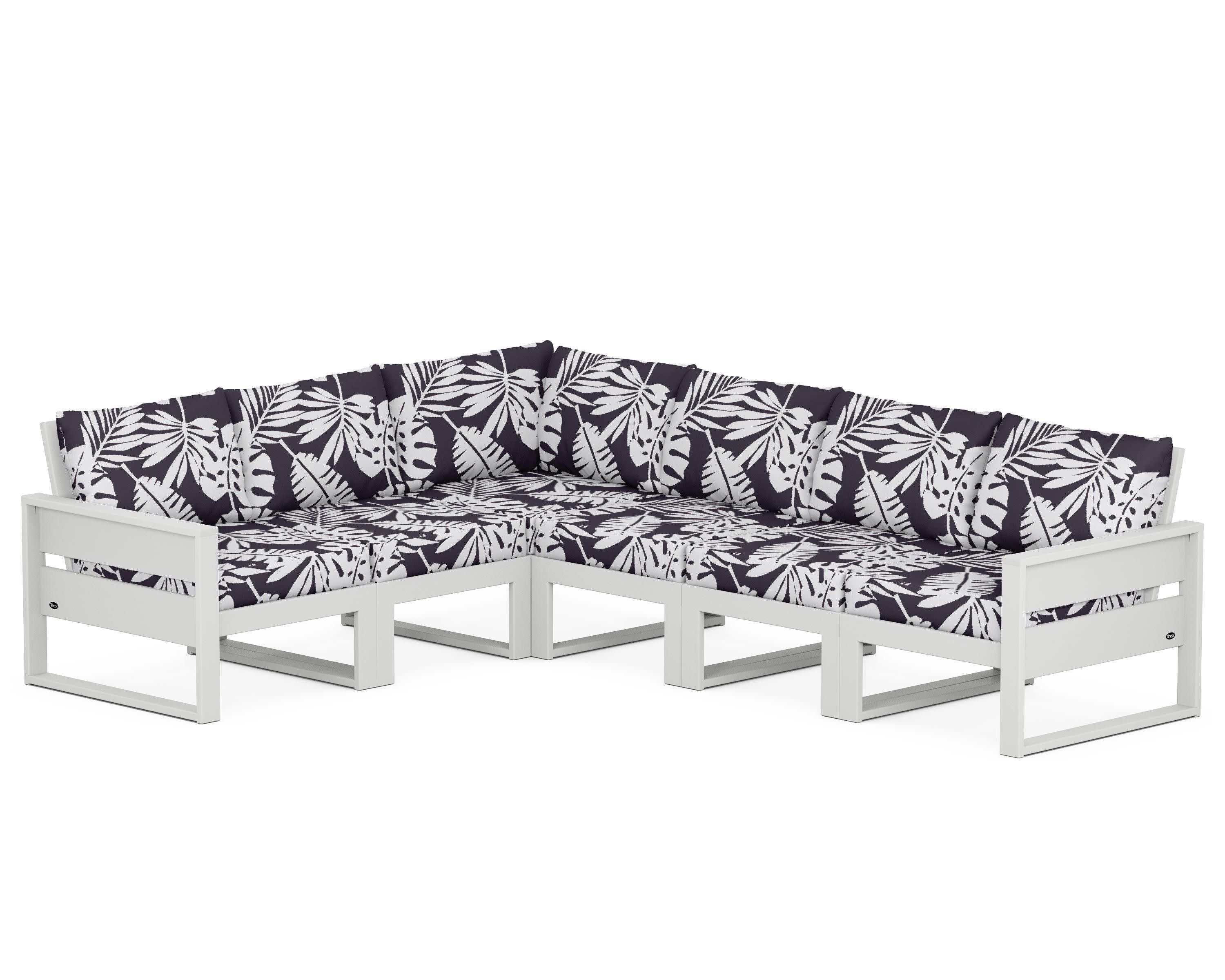 Eastport 6-Piece Sectional in Classic White / Leaf Navy