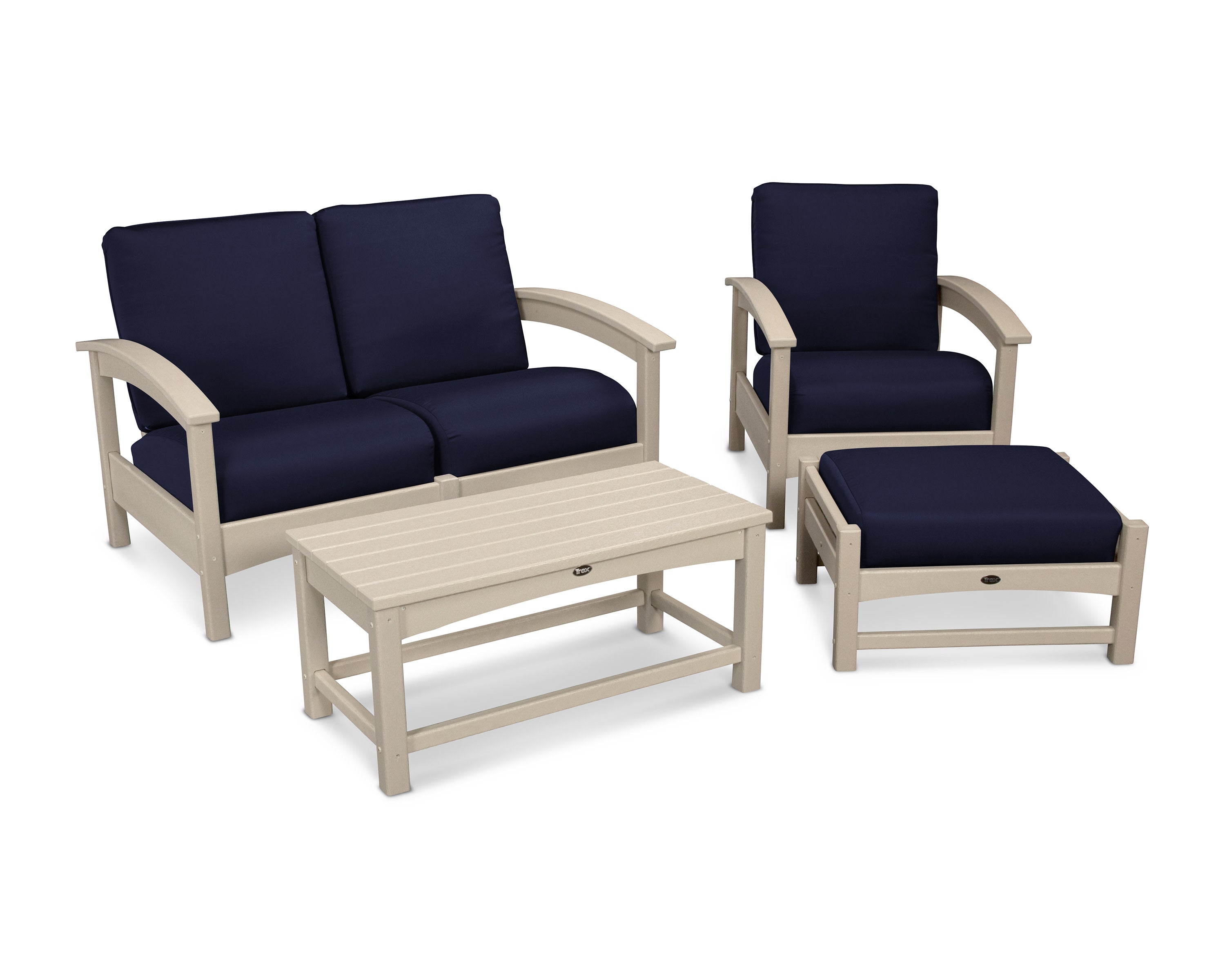 Rockport 4-Piece Deep Seating Conversation Group in Sand Castle / Navy