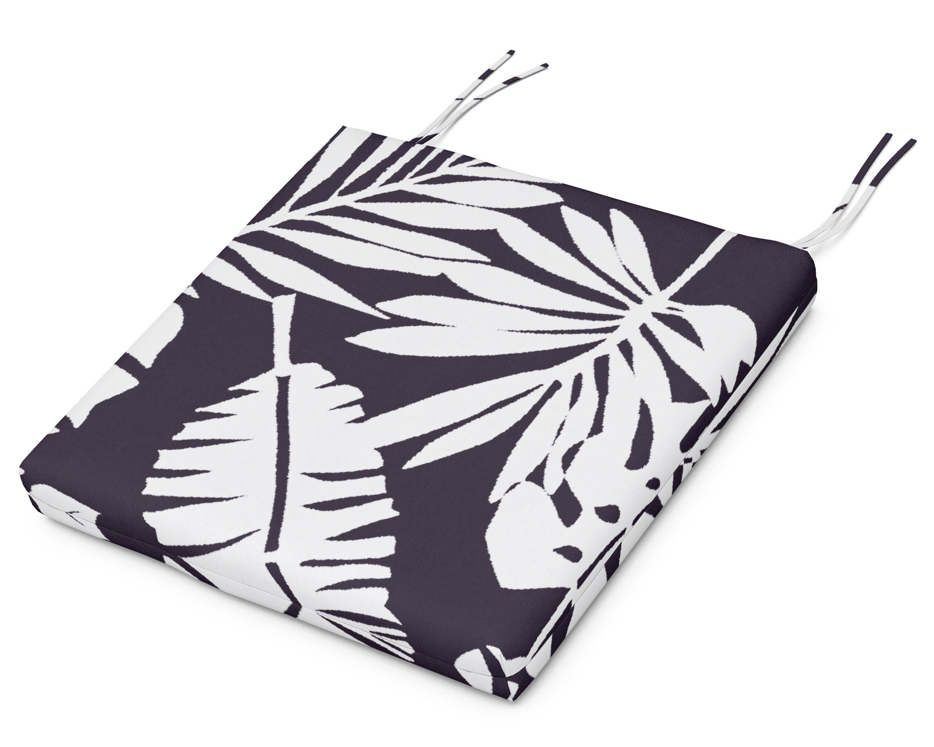 Seat Cushion - 17"D x 20"W x 2.5"H in Leaf Navy