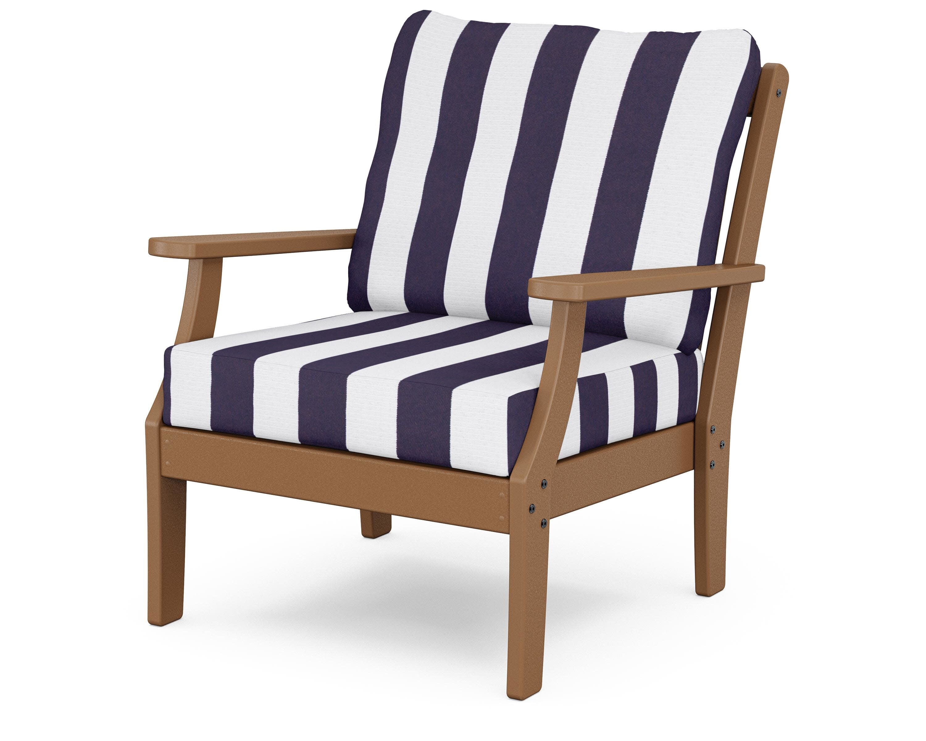 Yacht Club Deep Seating Chair in Tree House / Cabana Stripe Navy