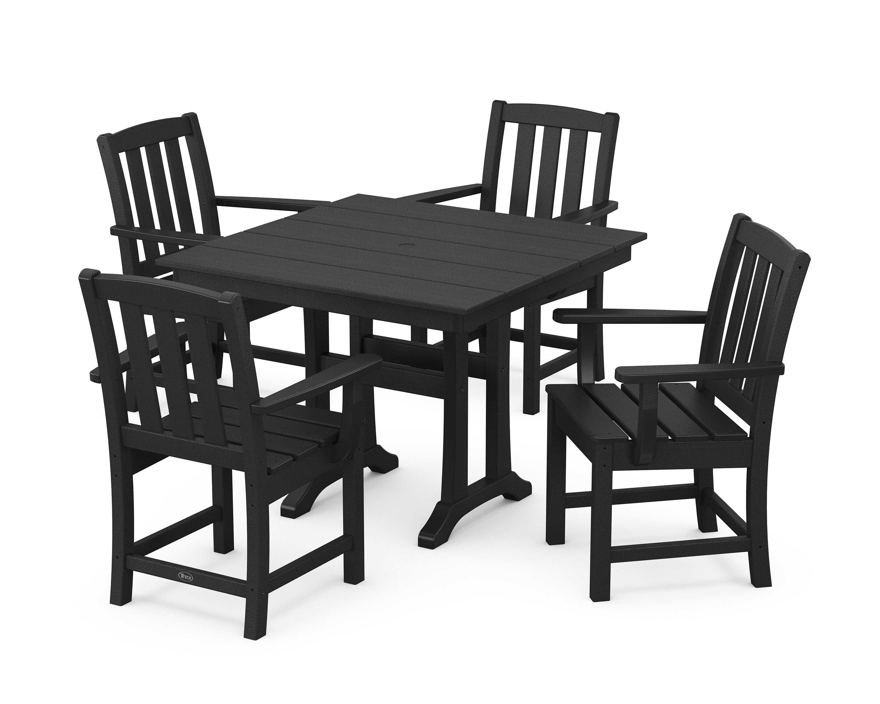 Cape Cod 5-Piece Farmhouse Dining Set with Trestle Legs in Charcoal Black