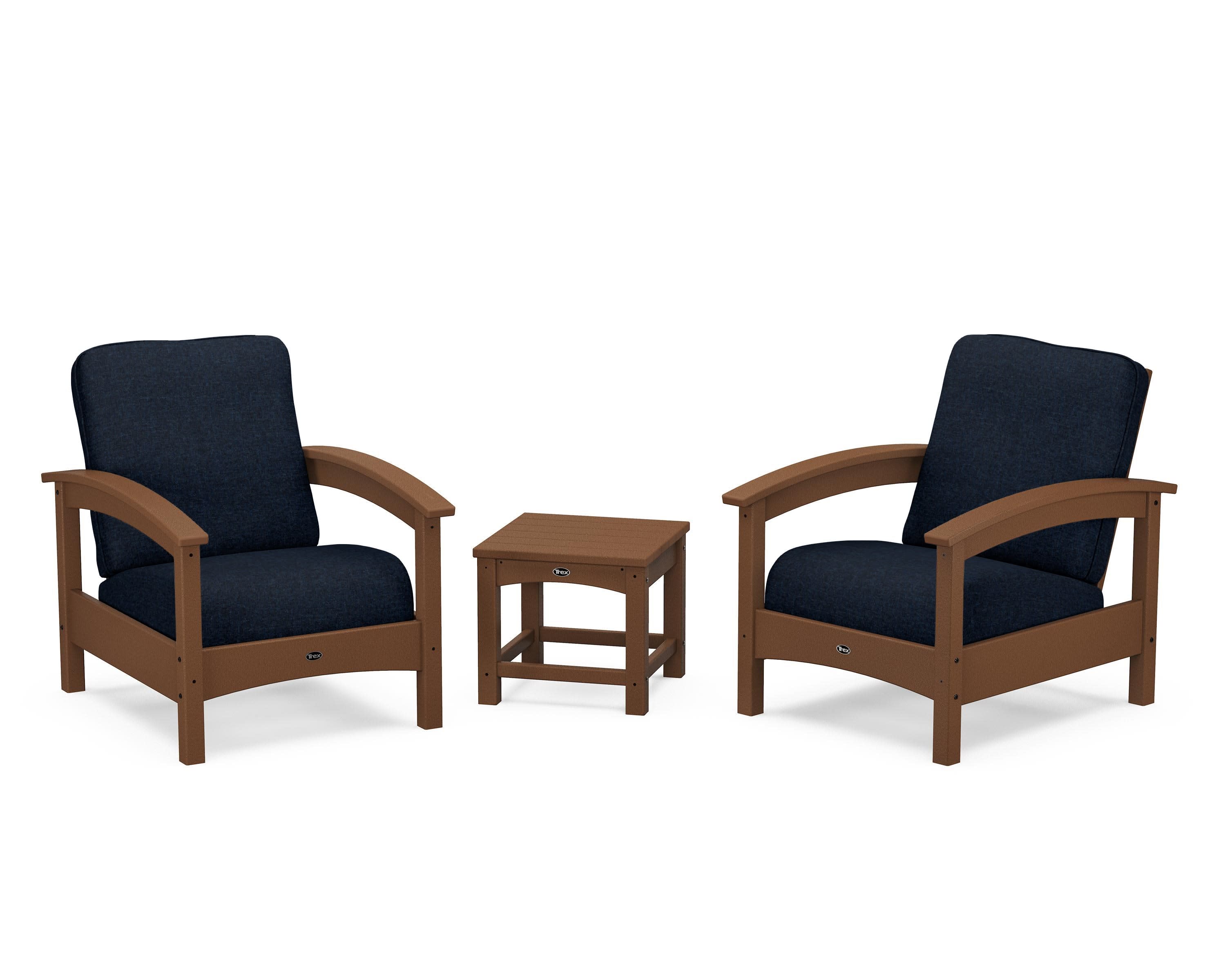Rockport Club 3-Piece Deep Seating Conversation Set in Tree House / Marine Indigo