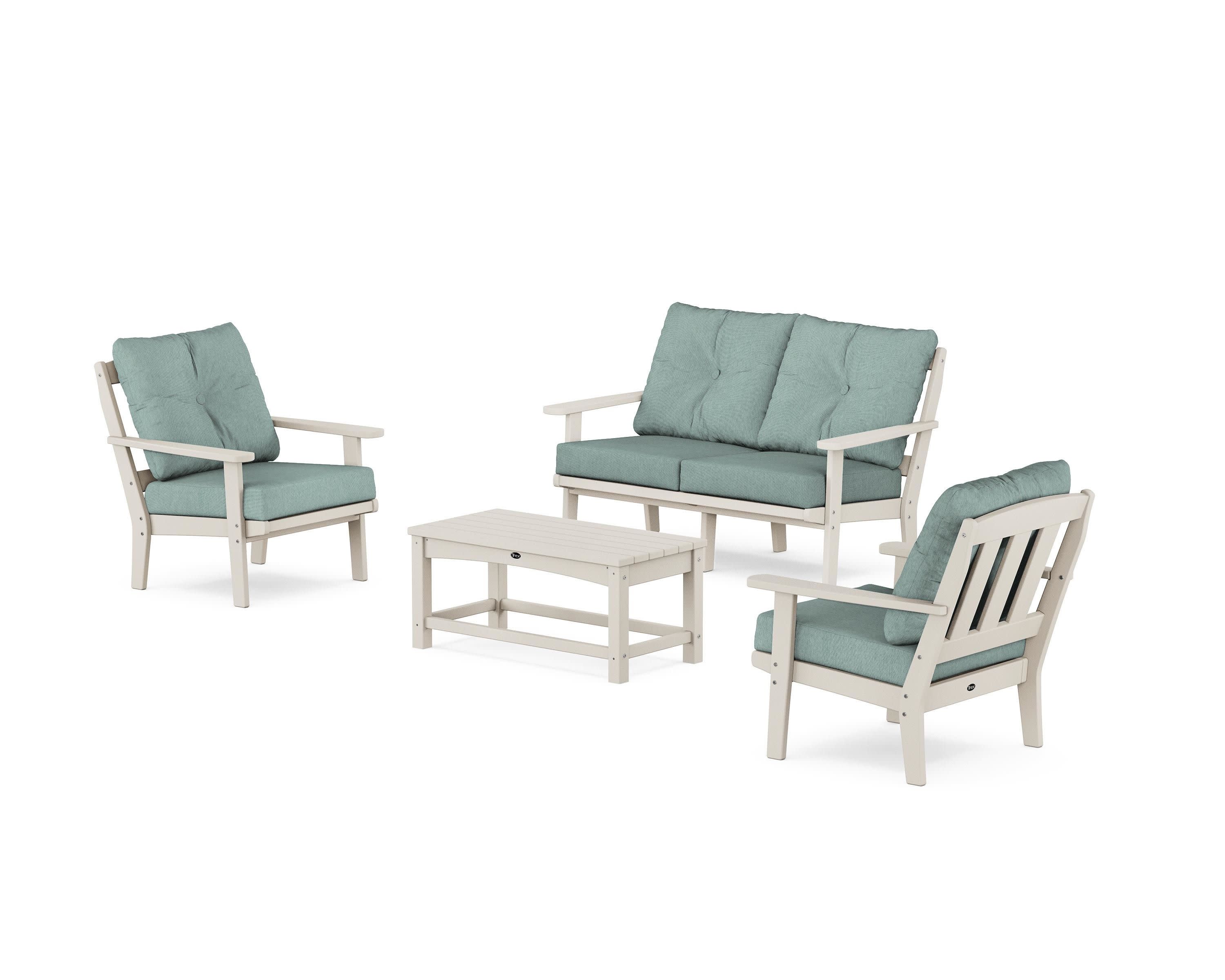 Cape Cod 4-Piece Deep Seating Set with Loveseat in Sand Castle / Glacier Spa