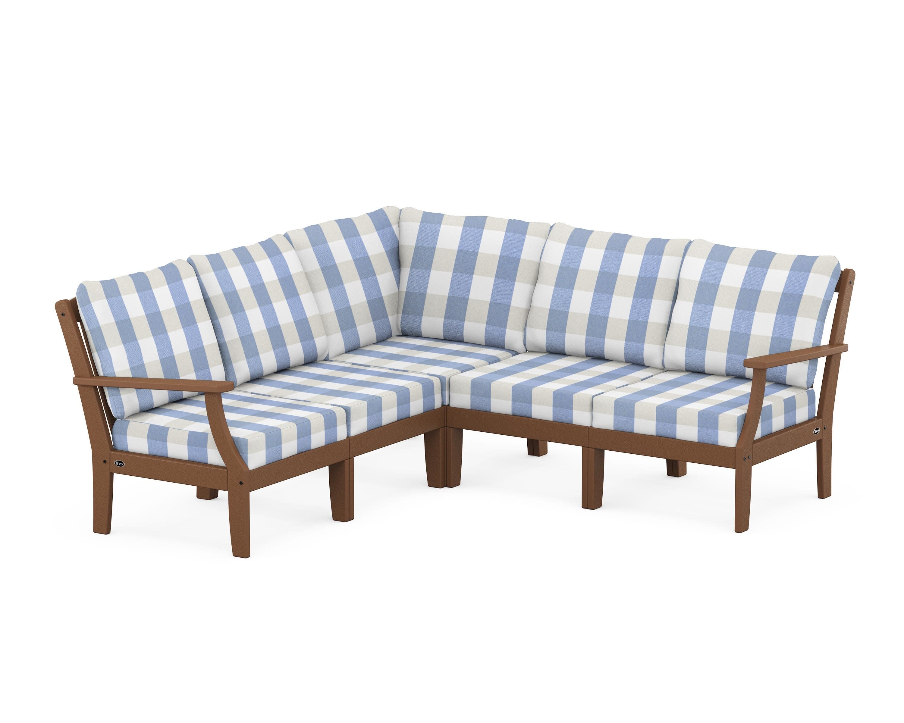 Yacht Club Modular 5-Piece Deep Seating Set in Tree House / Buffalo Plaid Sky Blue