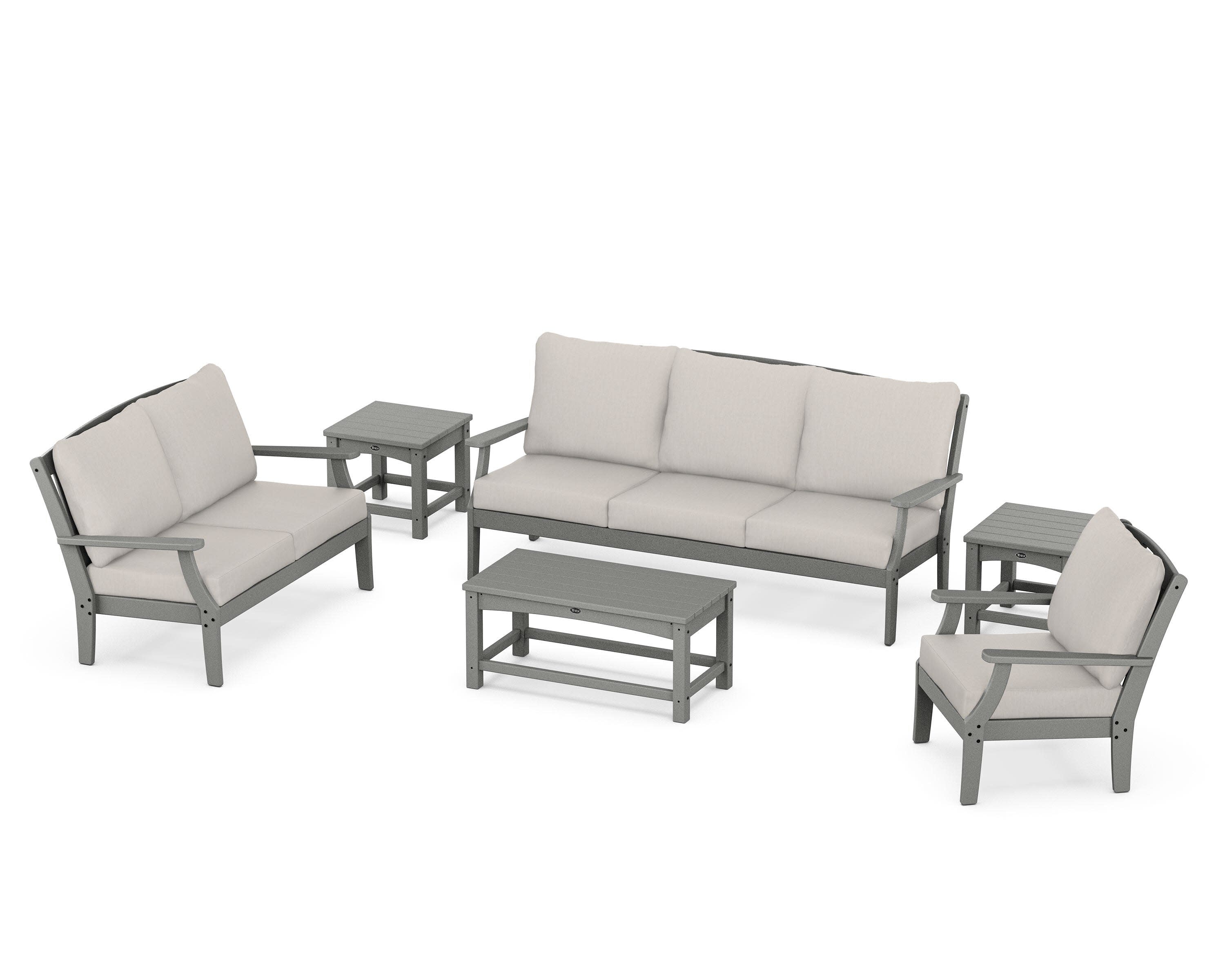 Yacht Club 6-Piece Deep Seating Set in Stepping Stone / Cast Ash